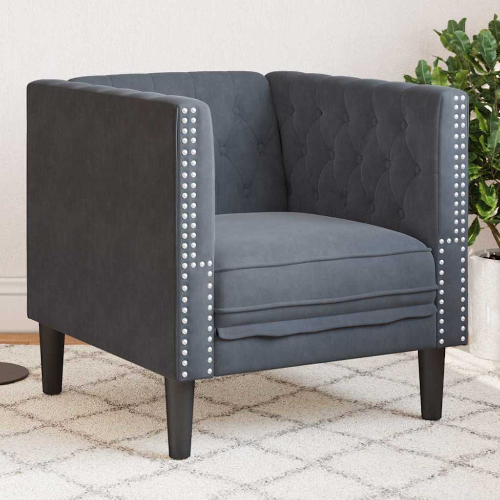 vidaXL Chesterfield Bank Stoel Lichtgrijs 71 x 74.5 x 70.5 cm Fluweel