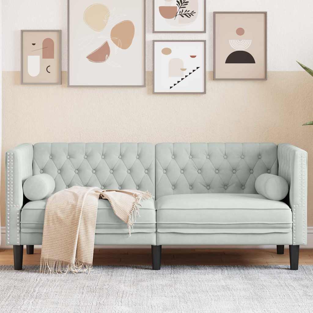 vidaXL Chesterfield Bank Stoel Lichtgrijs 71 x 74.5 x 70.5 cm Fluweel