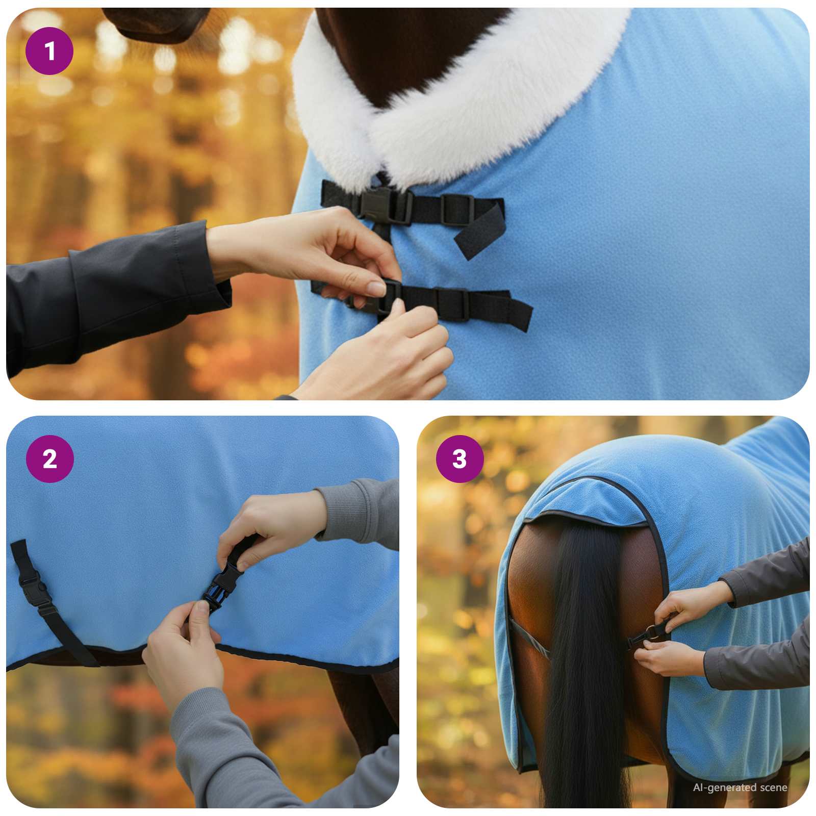 vidaXL Paardendeken Volledige Aqua 75 cm Polar fleece
