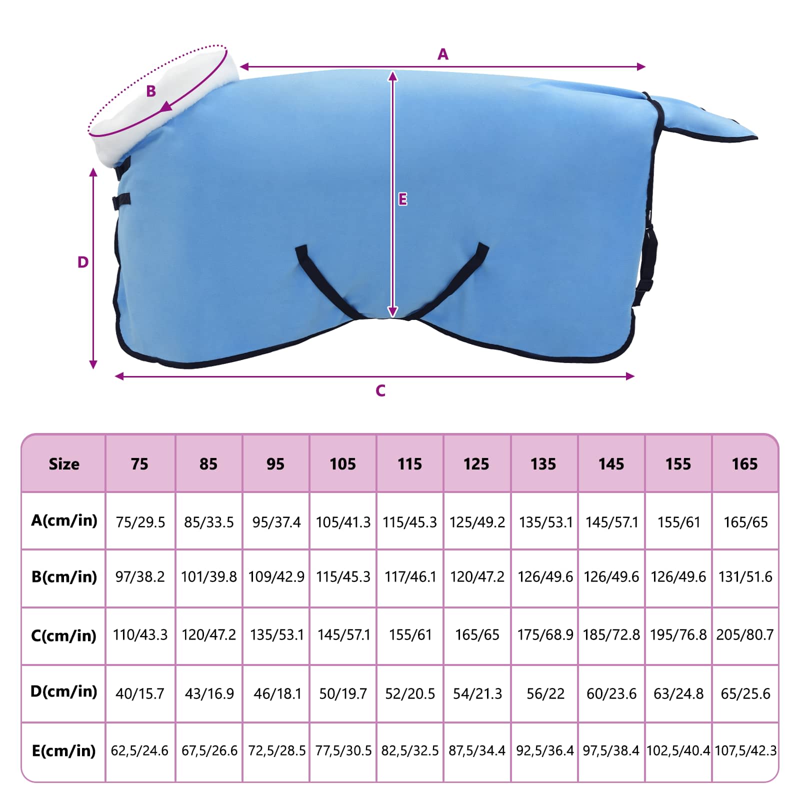 vidaXL Paardendeken Volledige Aqua 75 cm Polar fleece
