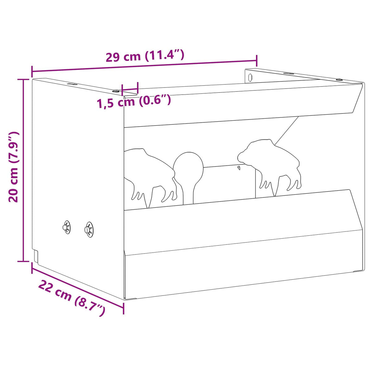 vidaXL Kogel Trap Box Zwart 29 x 22 x 20 cm Staal