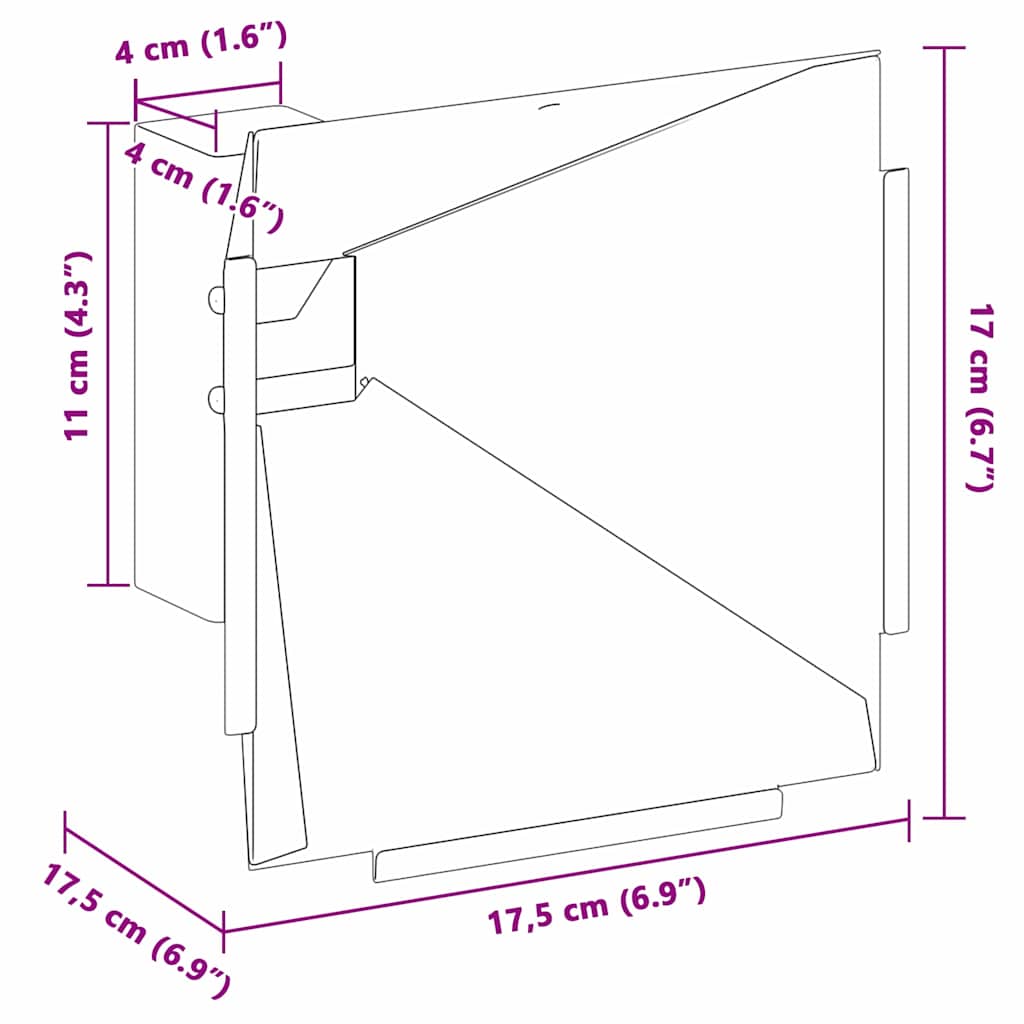 vidaXL Kogelvanger Zwart 17 x 17 cm Staal