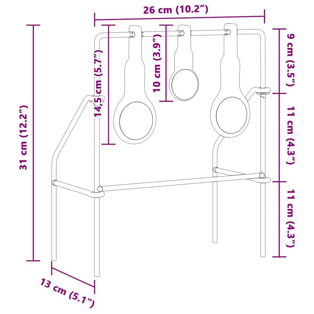 vidaXL Terugstellend Doel Zwart 40 x 34 x 53 cm Staal