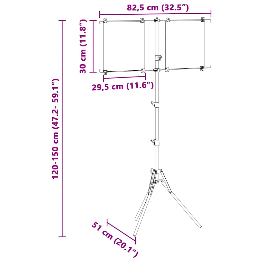 vidaXL Doelstandaard Zwart 82.5 x 51 x 150 cm Staal