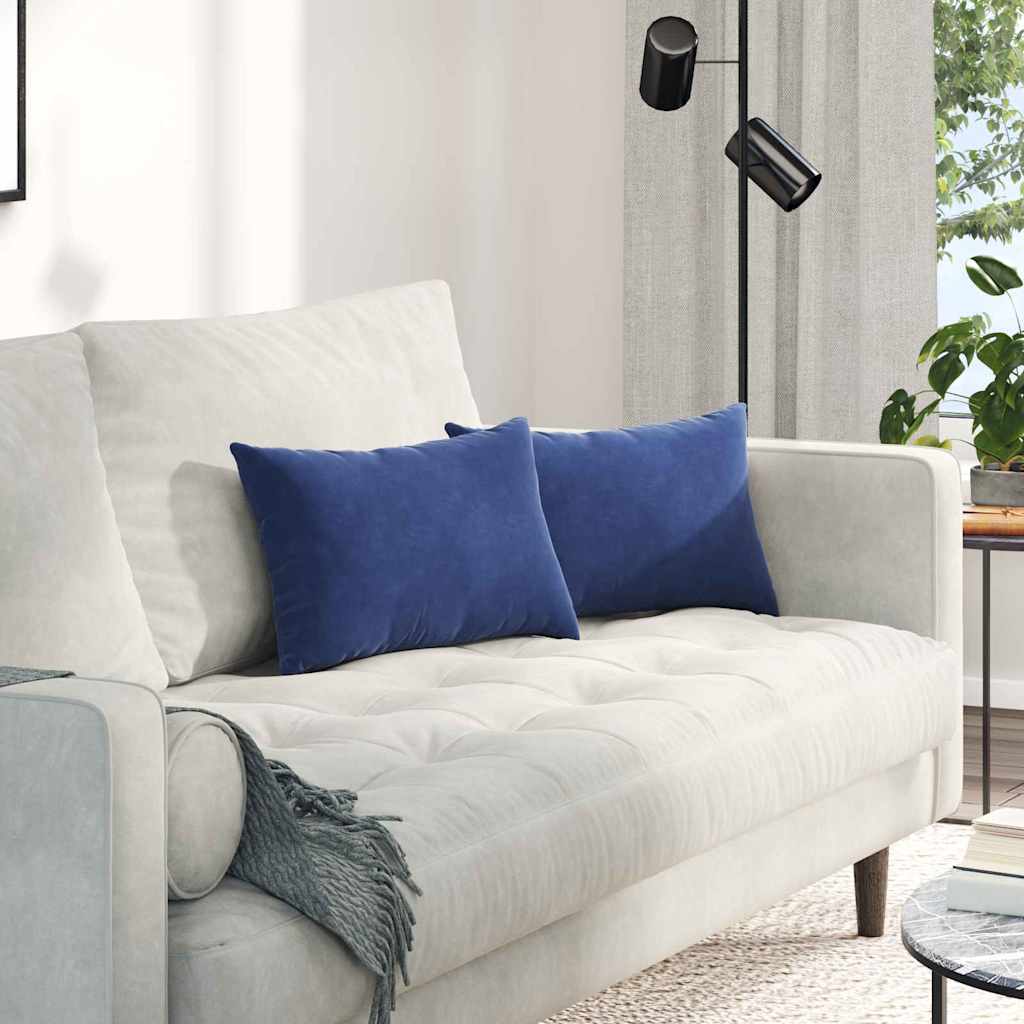 vidaXL Sofa Kussens 2 pcs Blauw 50 x 30 cm Katoen Stof