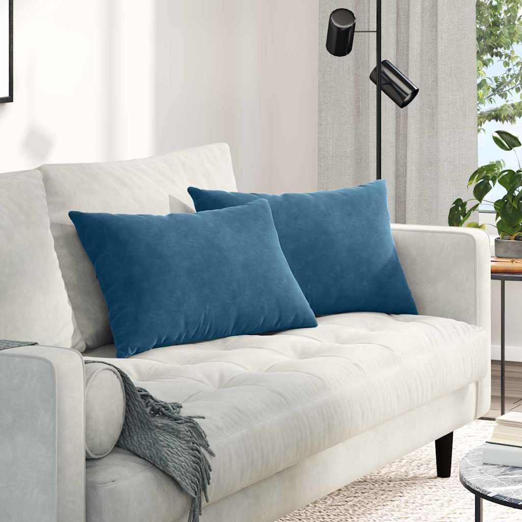 vidaXL Sofa Kussens 2 pcs Blauw 50 x 30 cm Katoen Stof