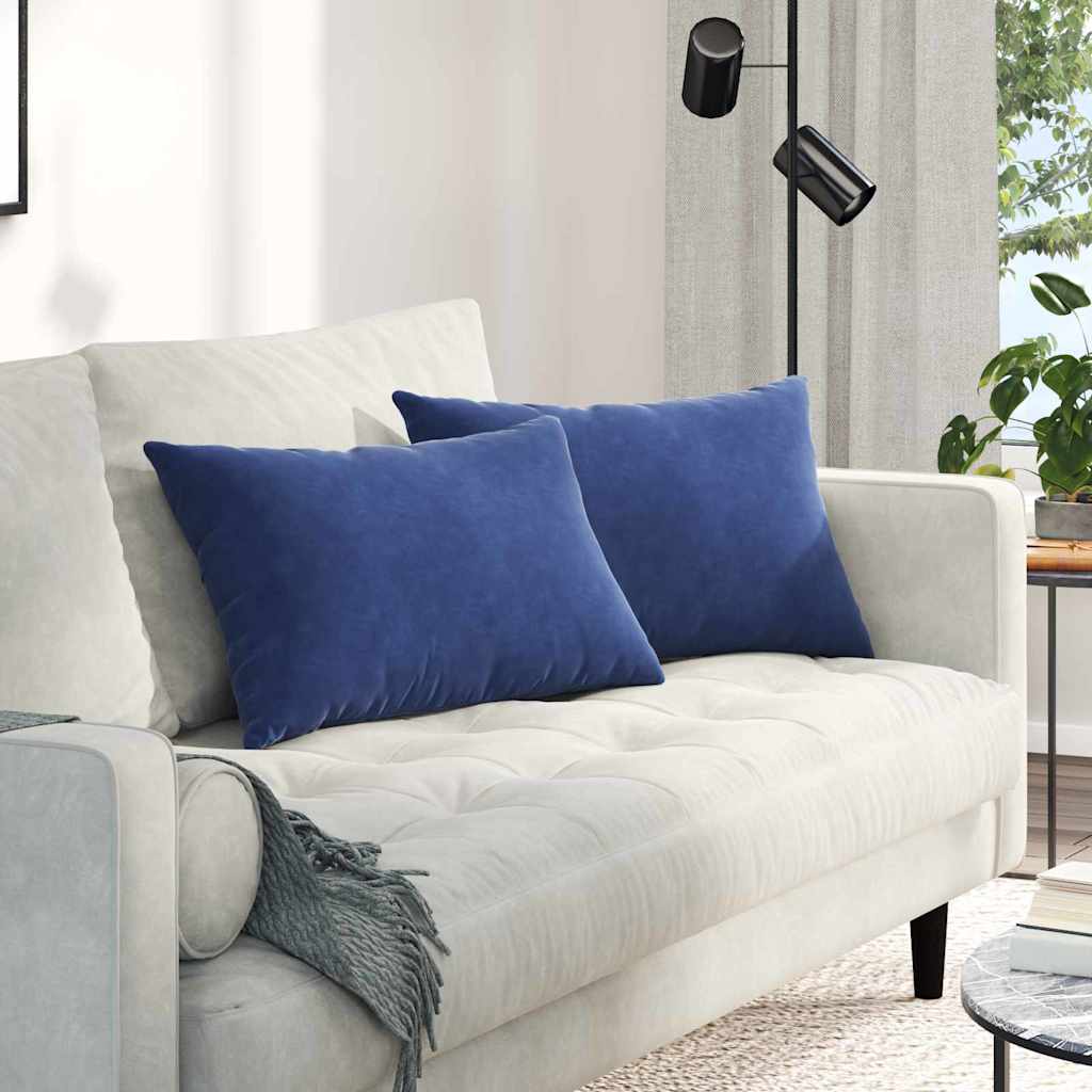 vidaXL Sofa Kussens 2 pcs Blauw 50 x 30 cm Katoen Stof