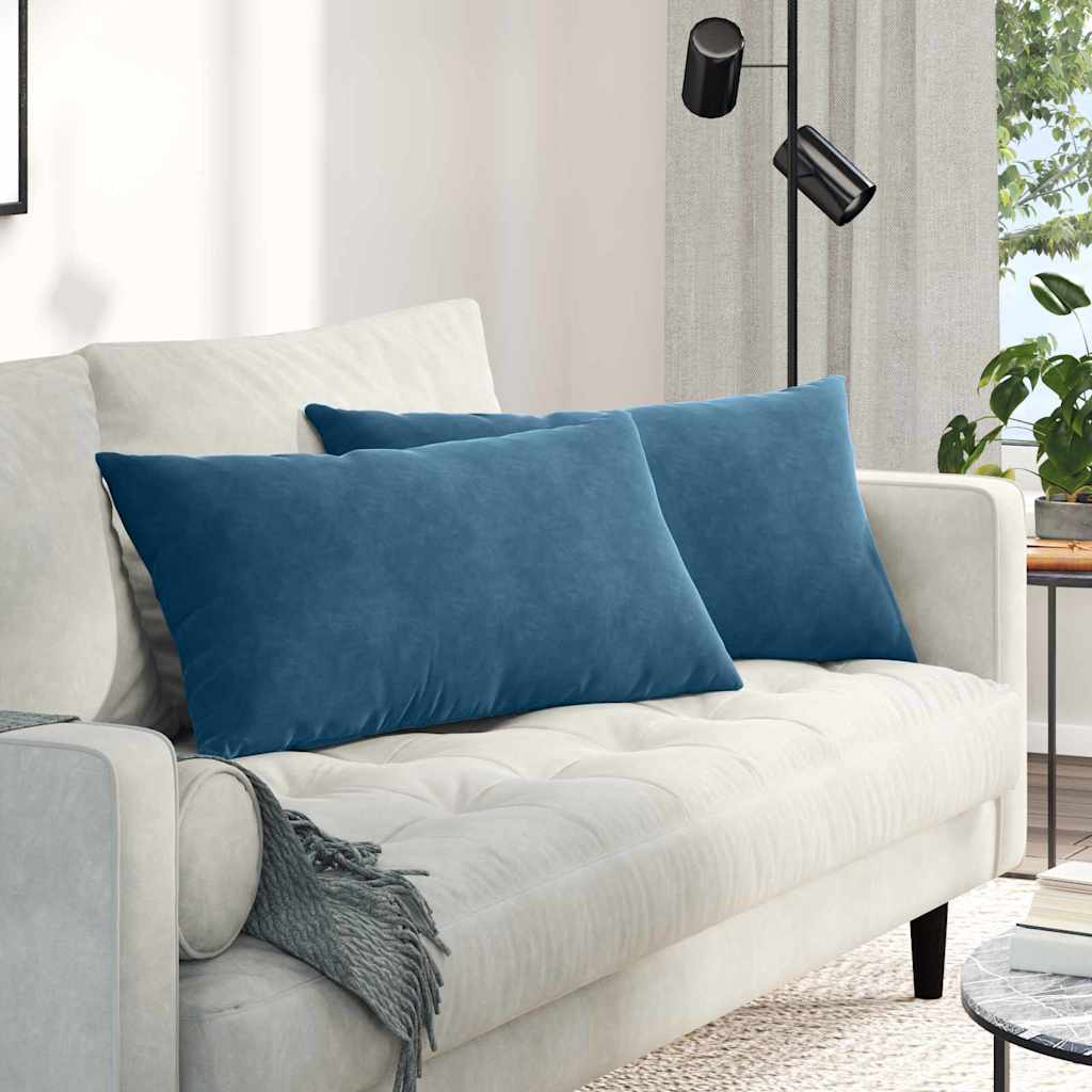 vidaXL Sofa Kussens 2 pcs Blauw 50 x 30 cm Katoen Stof