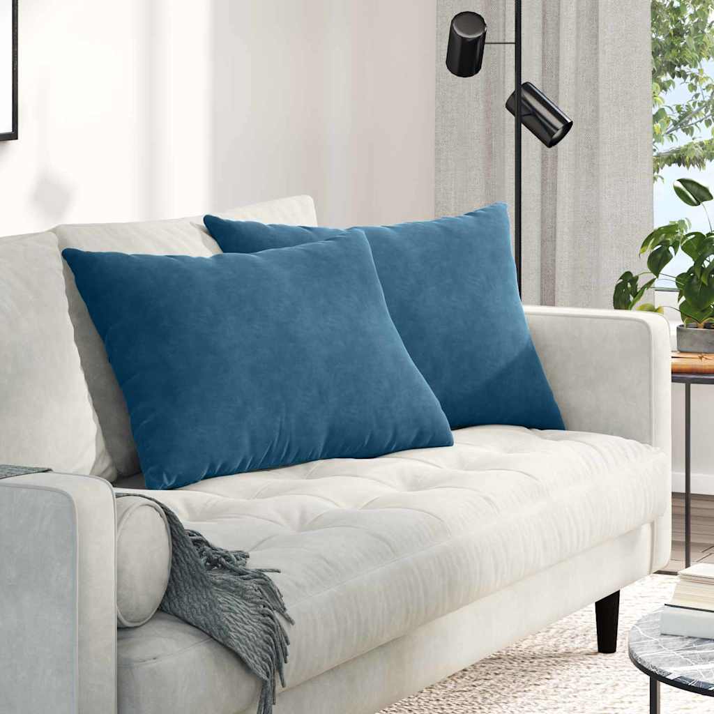 vidaXL Sofa Kussens 2 pcs Blauw 50 x 30 cm Katoen Stof