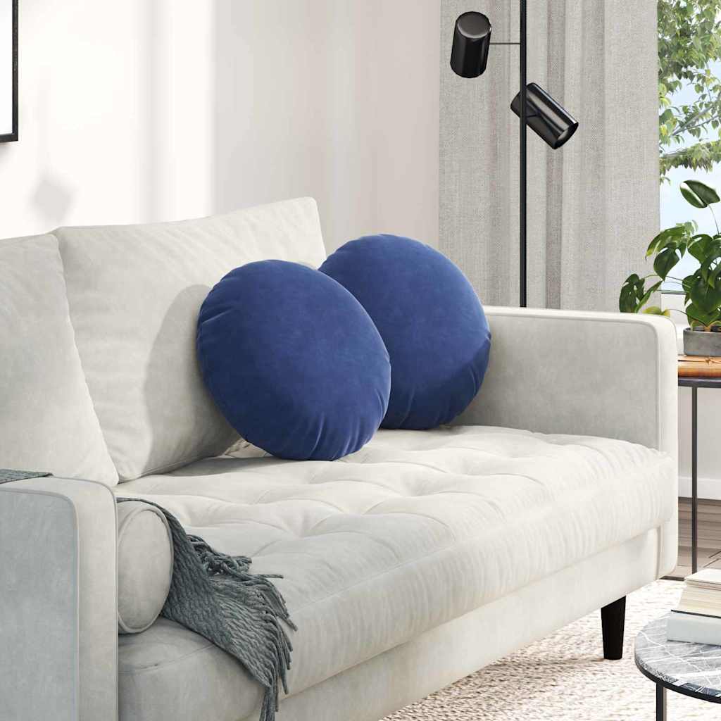 vidaXL Zitkussens 2 pcs Blauw Ø 40 x 13 cm Fluweel