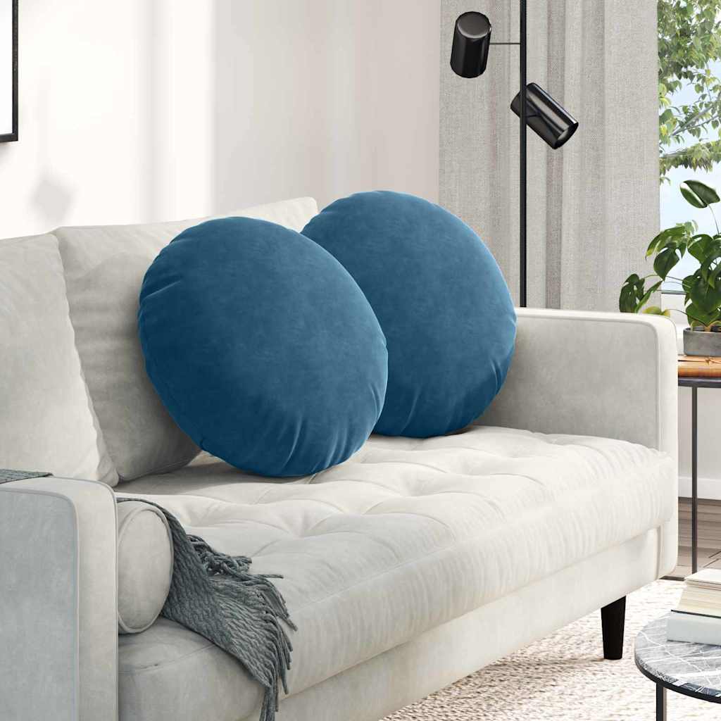 vidaXL Zitkussens 2 pcs Blauw Ø 40 x 13 cm Fluweel