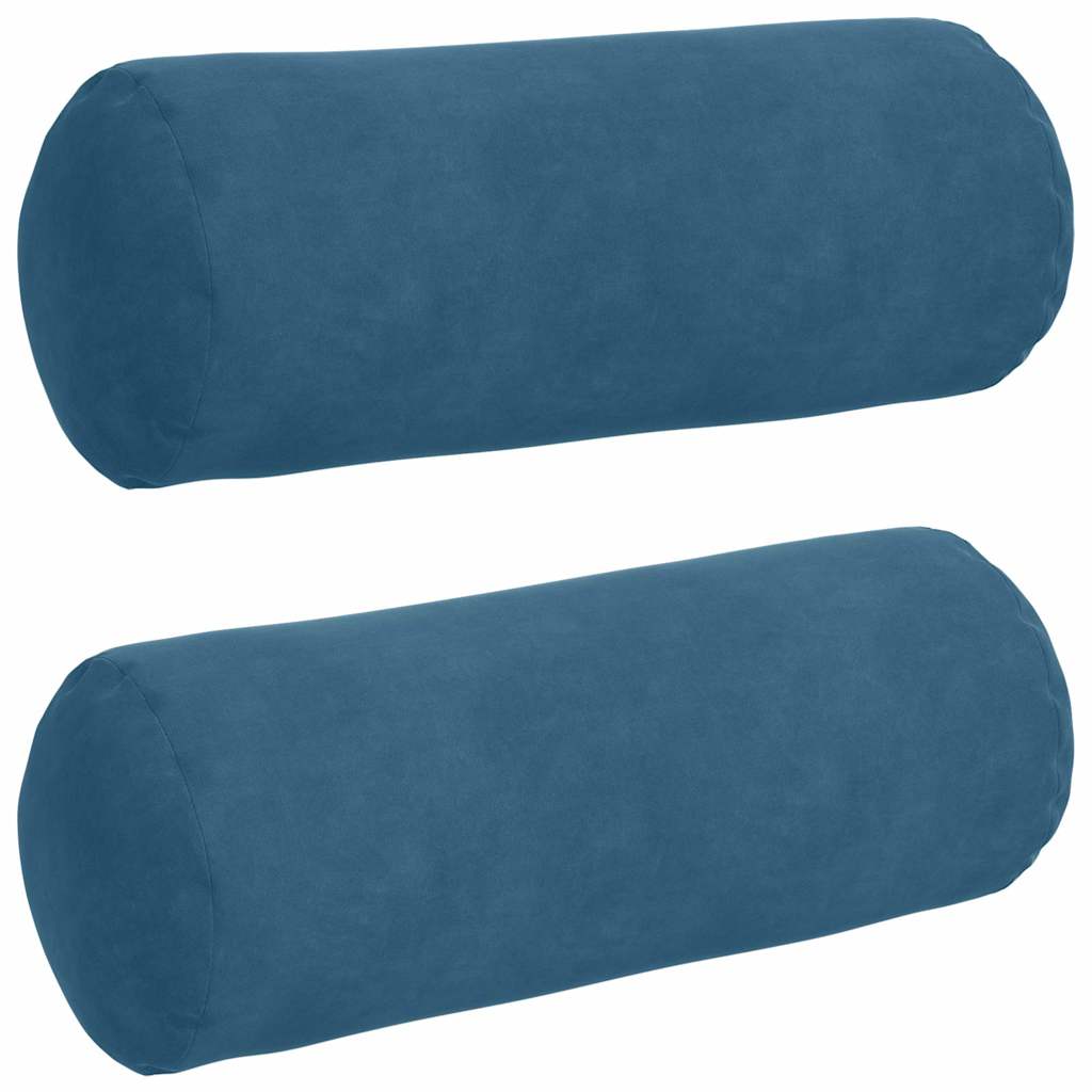 vidaXL Bolster Kussens 2 pcs Blauw Ø 15 x 40 cm Katoen Stof