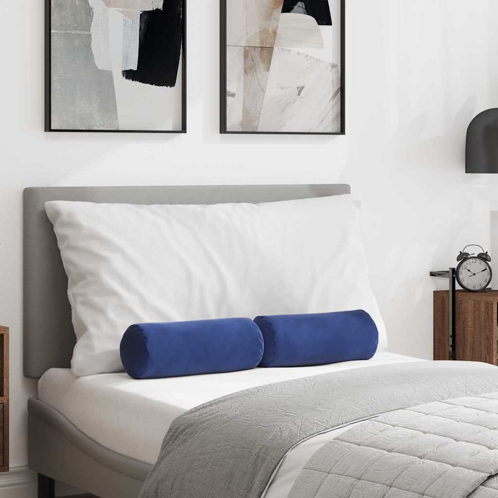 vidaXL Bolster Kussens 2 pcs Blauw Ø 15 x 40 cm Katoen Stof