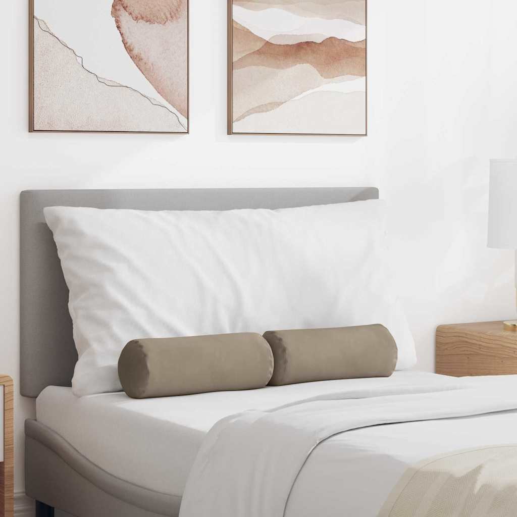 vidaXL Bolster Kussens 2 pcs Taupe Ø 15 x 40 cm Microvezel Stof