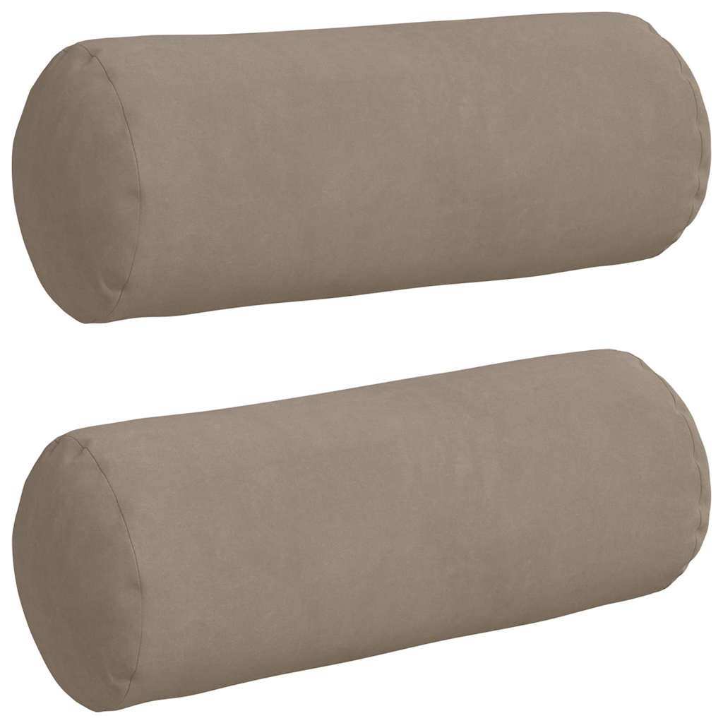 vidaXL Bolster Kussens 2 pcs Taupe Ø 15 x 40 cm Microvezel Stof