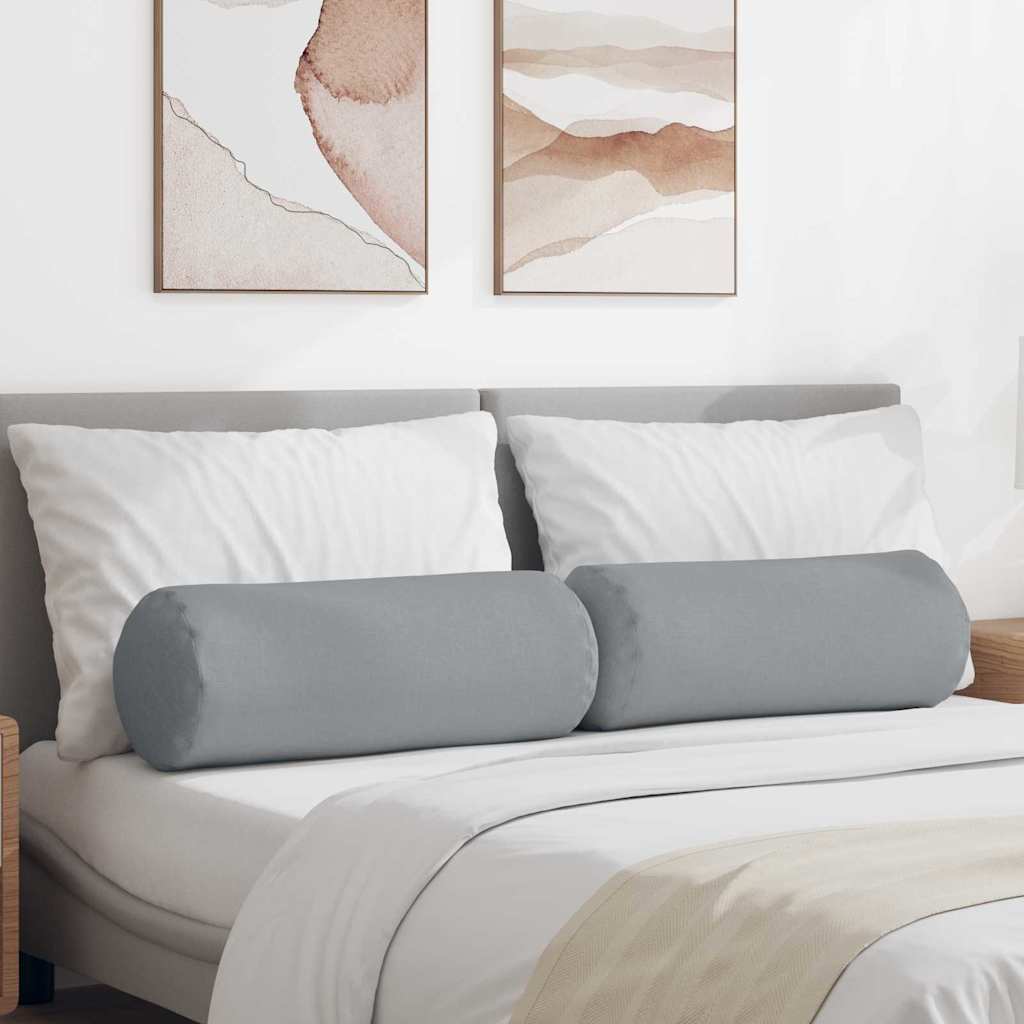 vidaXL Bolster Kussens 2 pcs Lichtgrijs Ø 15 x 40 cm Stof