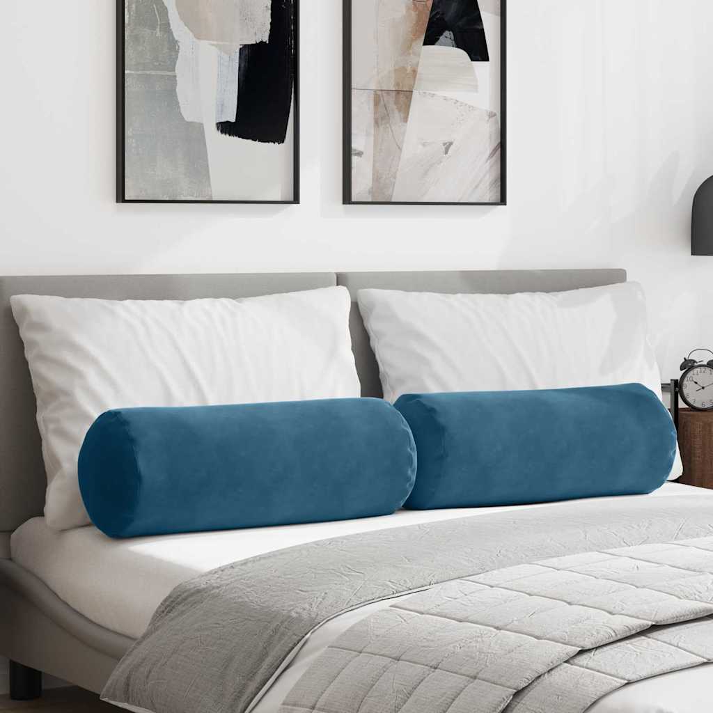 vidaXL Bolster Kussens 2 pcs Blauw Ø 15 x 40 cm Katoen Stof