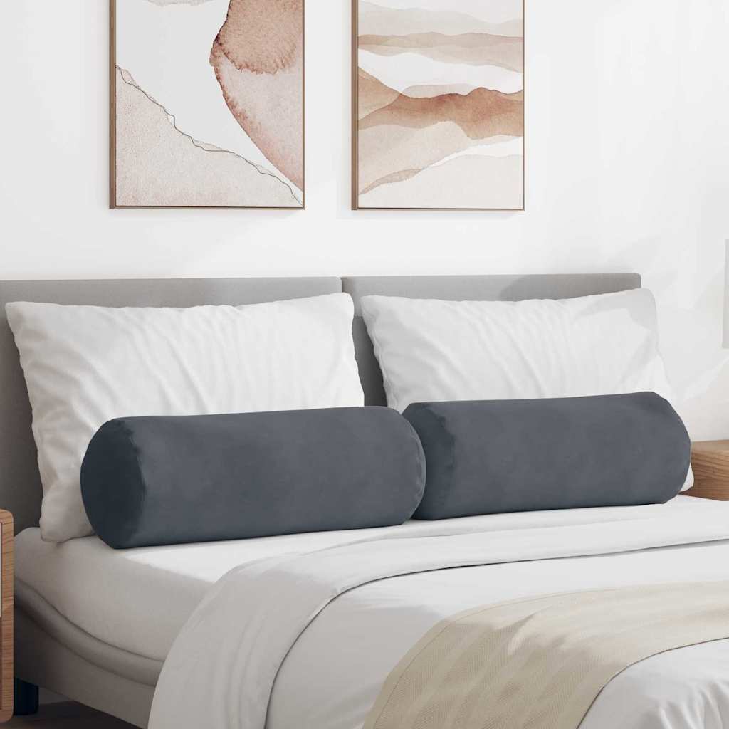 vidaXL Bolster Kussens 2 pcs Blauw Ø 15 x 40 cm Katoen Stof
