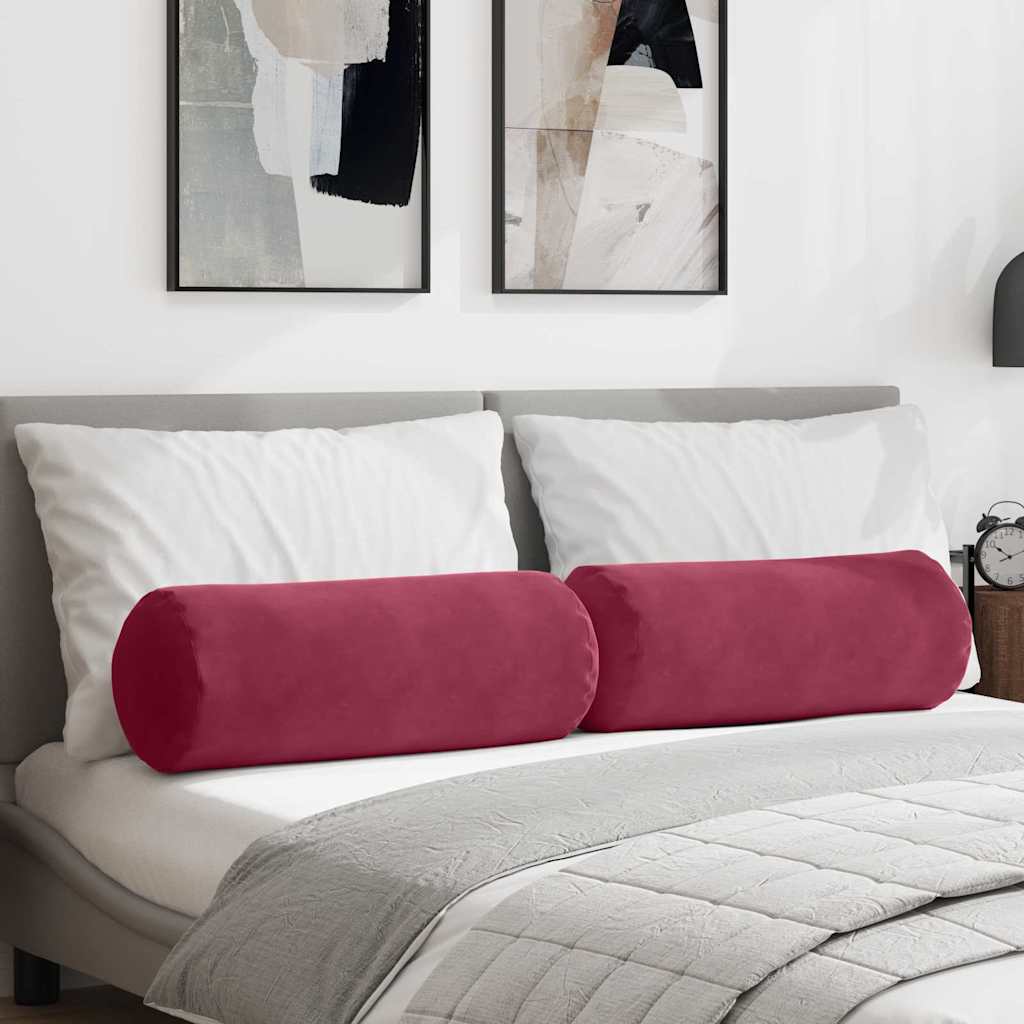 vidaXL Bolster Kussens 2 pcs Blauw Ø 15 x 40 cm Katoen Stof