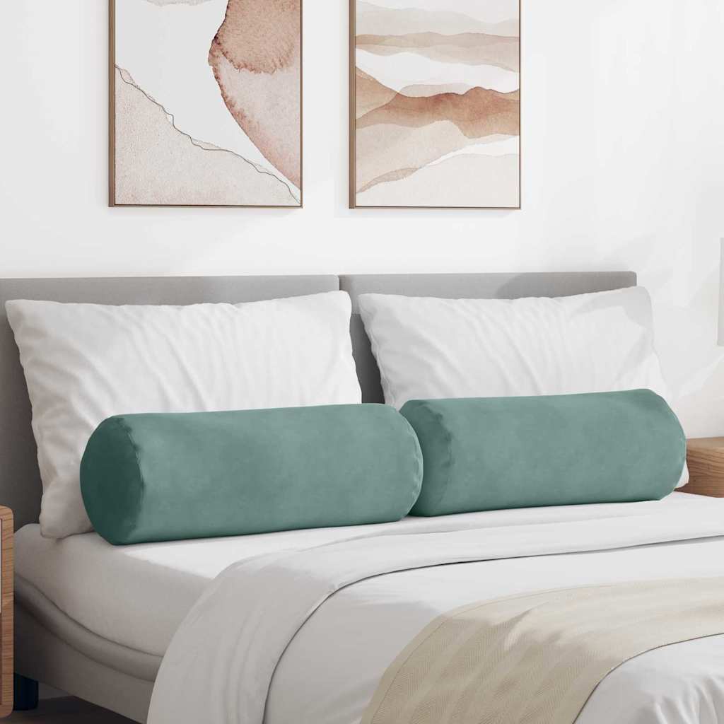 vidaXL Bolster Kussens 2 pcs Blauw Ø 15 x 40 cm Katoen Stof