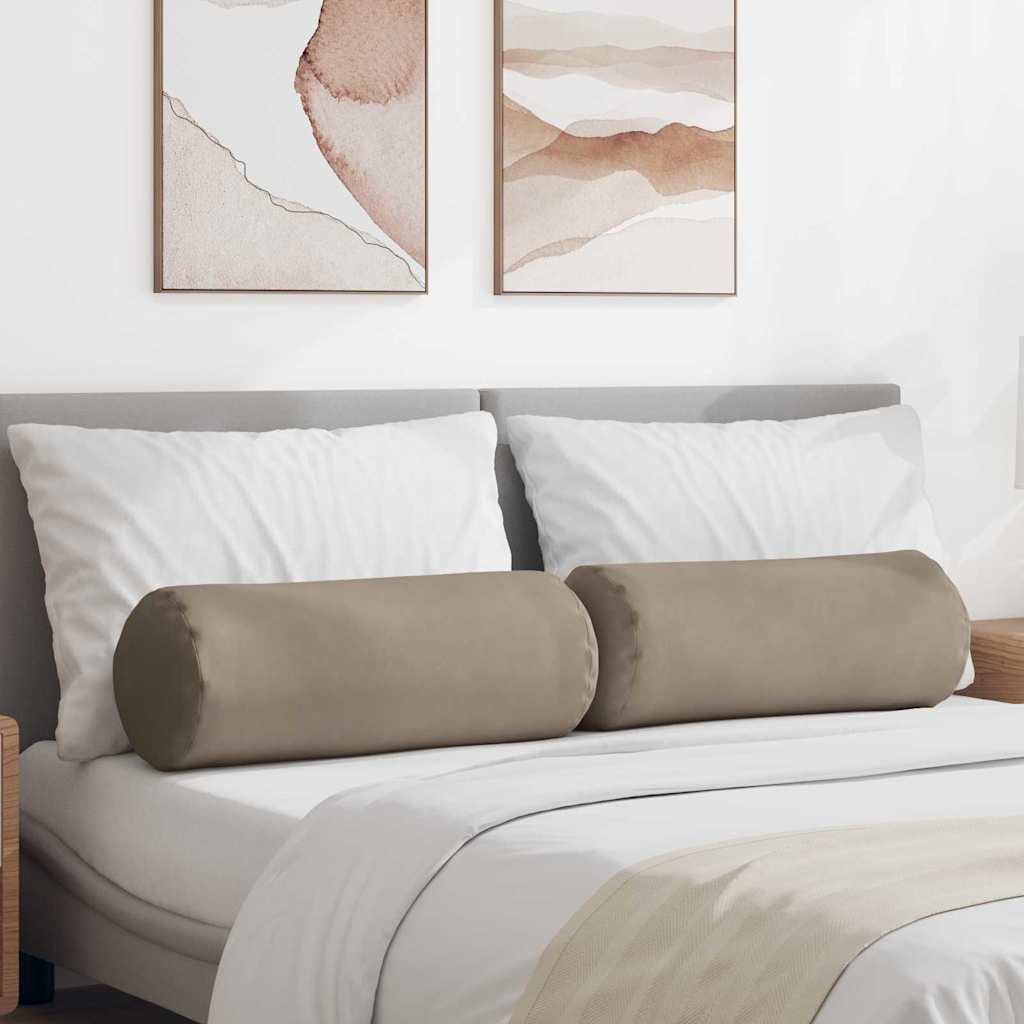 vidaXL Bolster Kussens 2 pcs Taupe Ø 15 x 40 cm Microvezel Stof