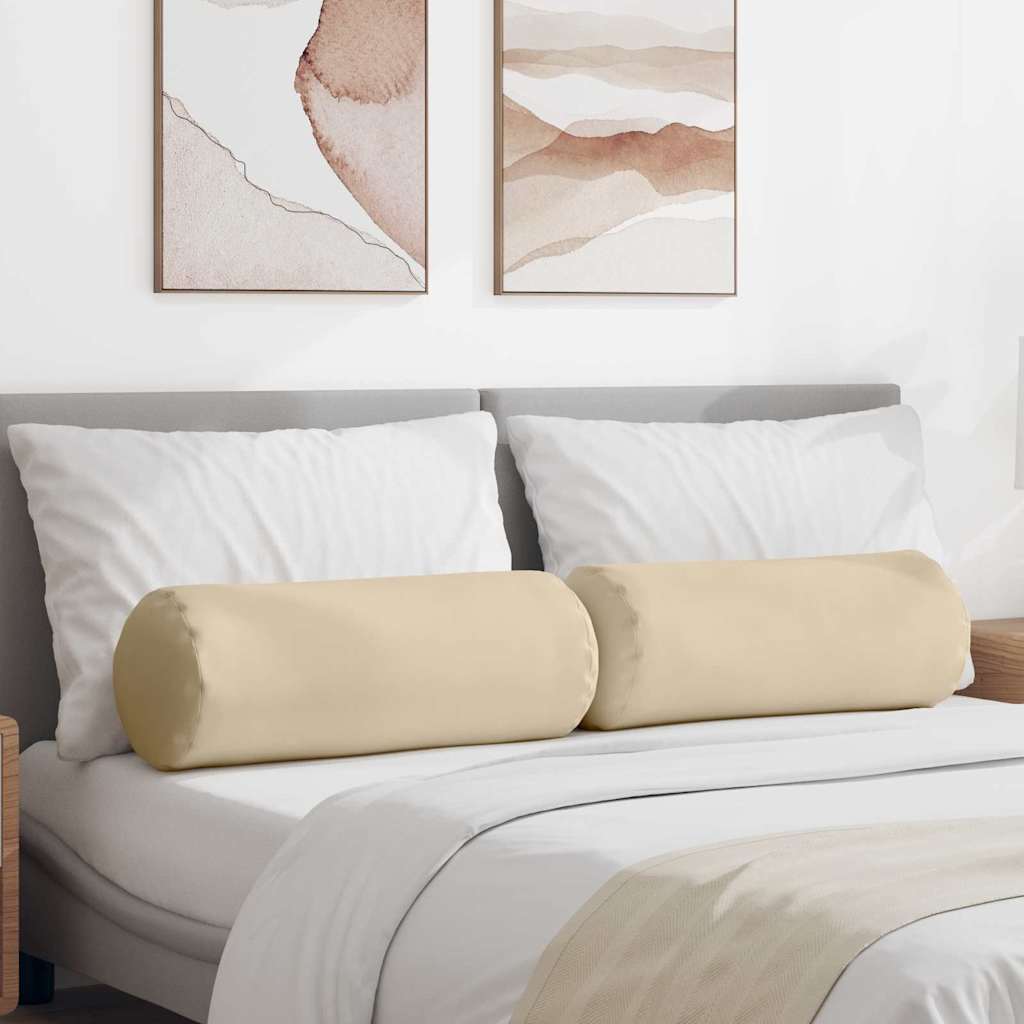 vidaXL Bolster Kussens 2 pcs Taupe Ø 15 x 40 cm Microvezel Stof