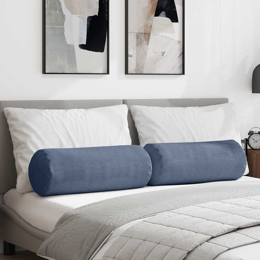 vidaXL Bolster Kussens 2 pcs Donkergrijs Ø 15 x 40 cm Katoen Stof