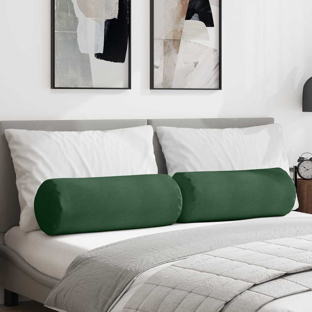vidaXL Bolster Kussens 2 pcs Donkergrijs Ø 15 x 40 cm Katoen Stof