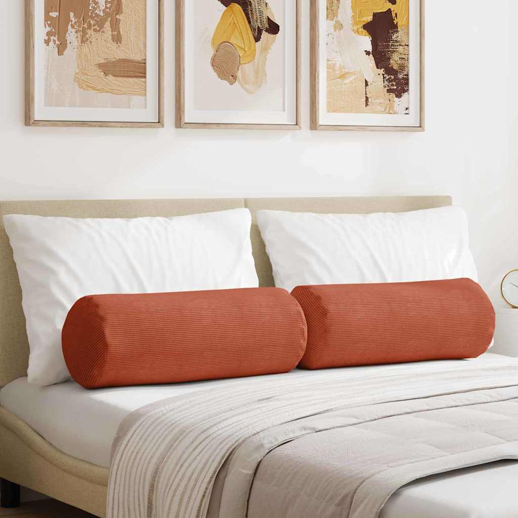 vidaXL Bolster Kussens 2 pcs Donkergrijs Ø 15 x 40 cm Katoen Stof