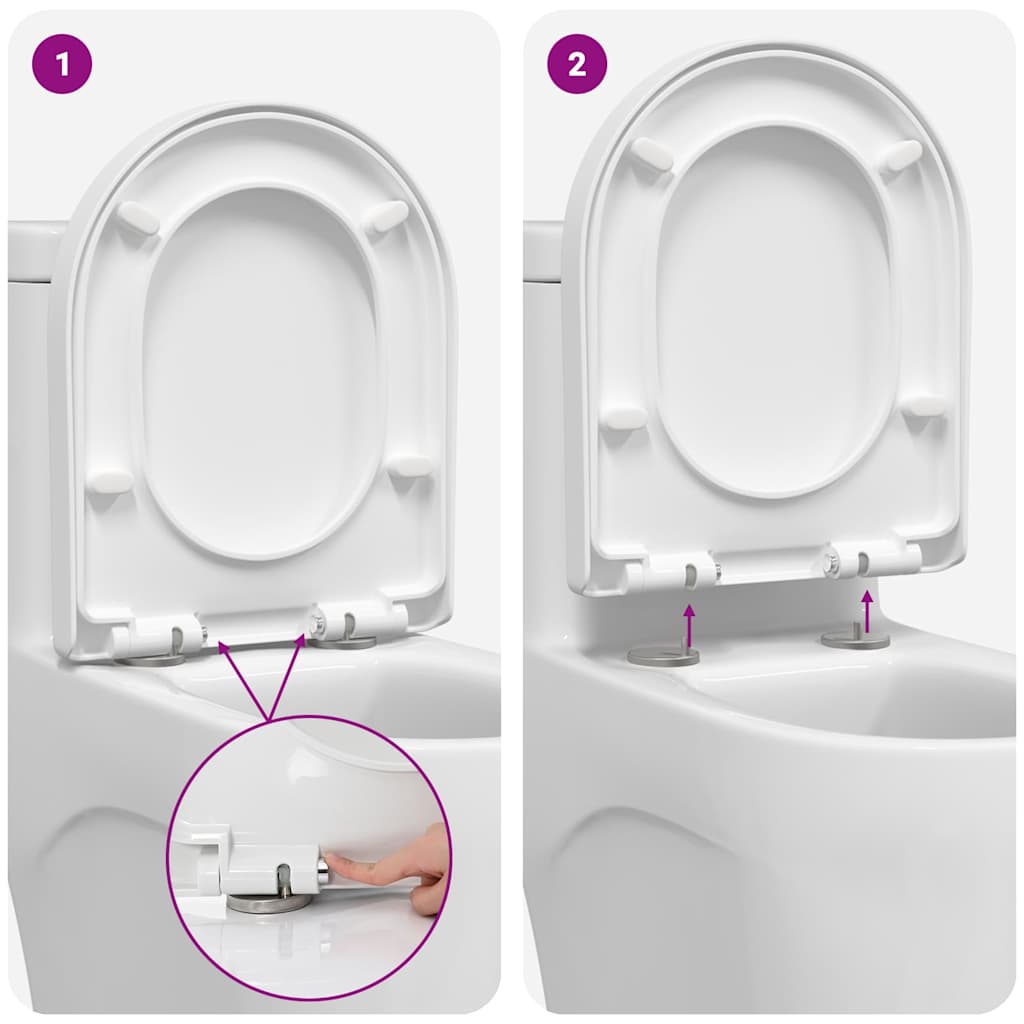 vidaXL Toiletzitting Wit 48 x 36.5 x 4.5 cm Polypropyleen