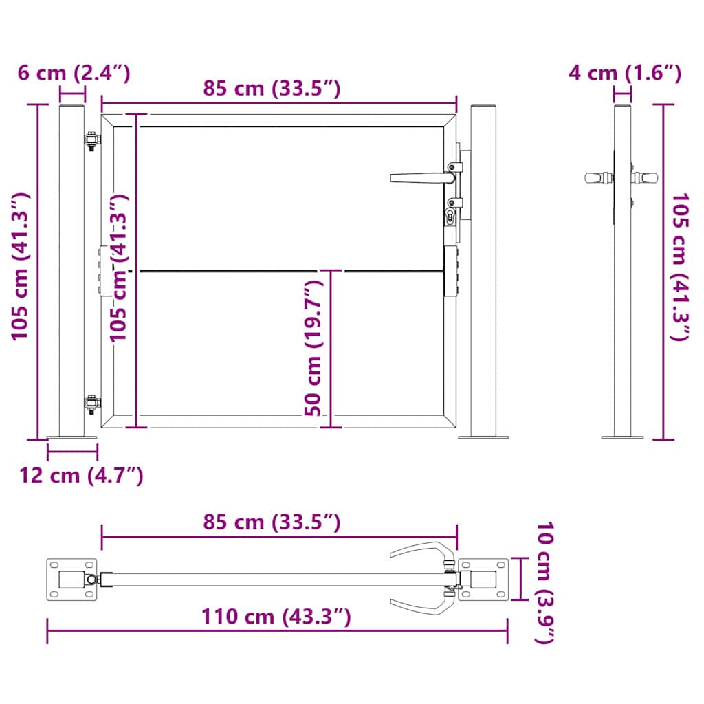 vidaXL Poort 105x155 cm cortenstaal