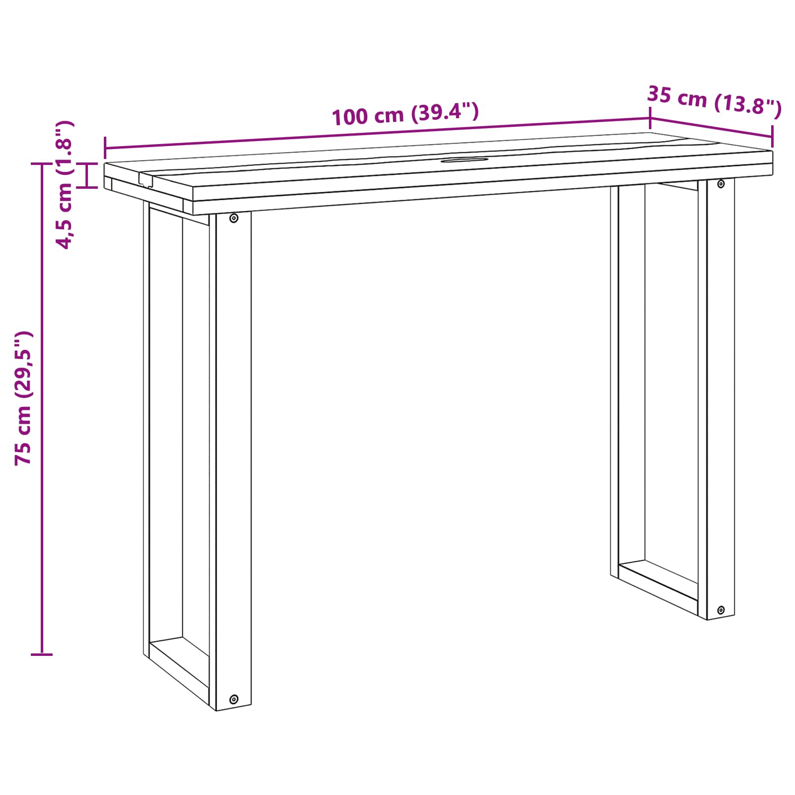 vidaXL Consoletafel Bruin 100 x 35 x 75 cm Massief Teakhout