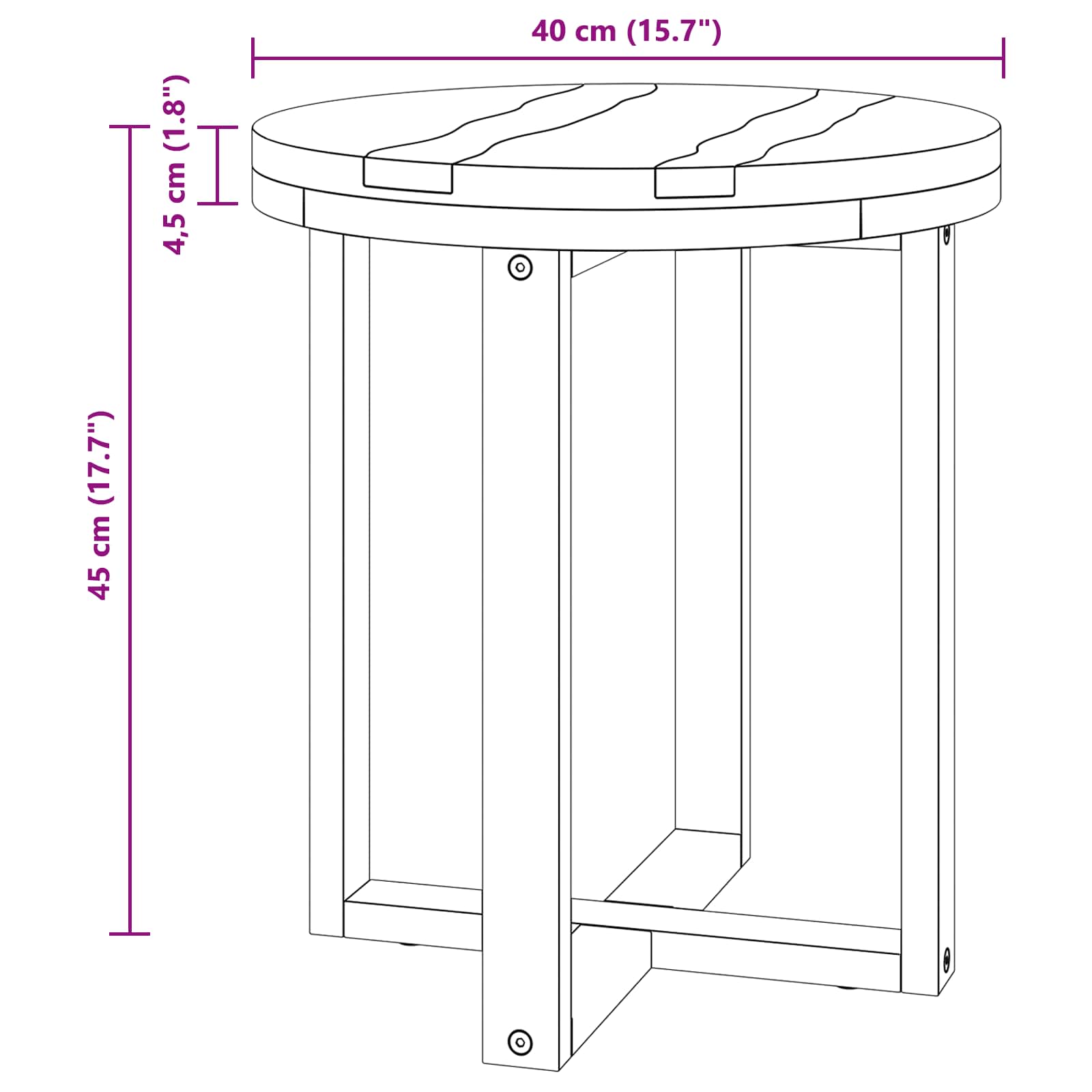 vidaXL Salontafel Bruin 40 x 40 x 45 cm Massief Teakhout