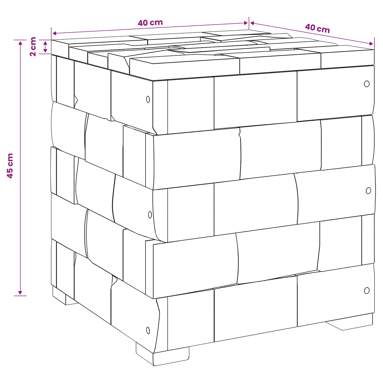 vidaXL Opbergkruk Bruin 40 x 40 x 45 cm Massief Teakhout