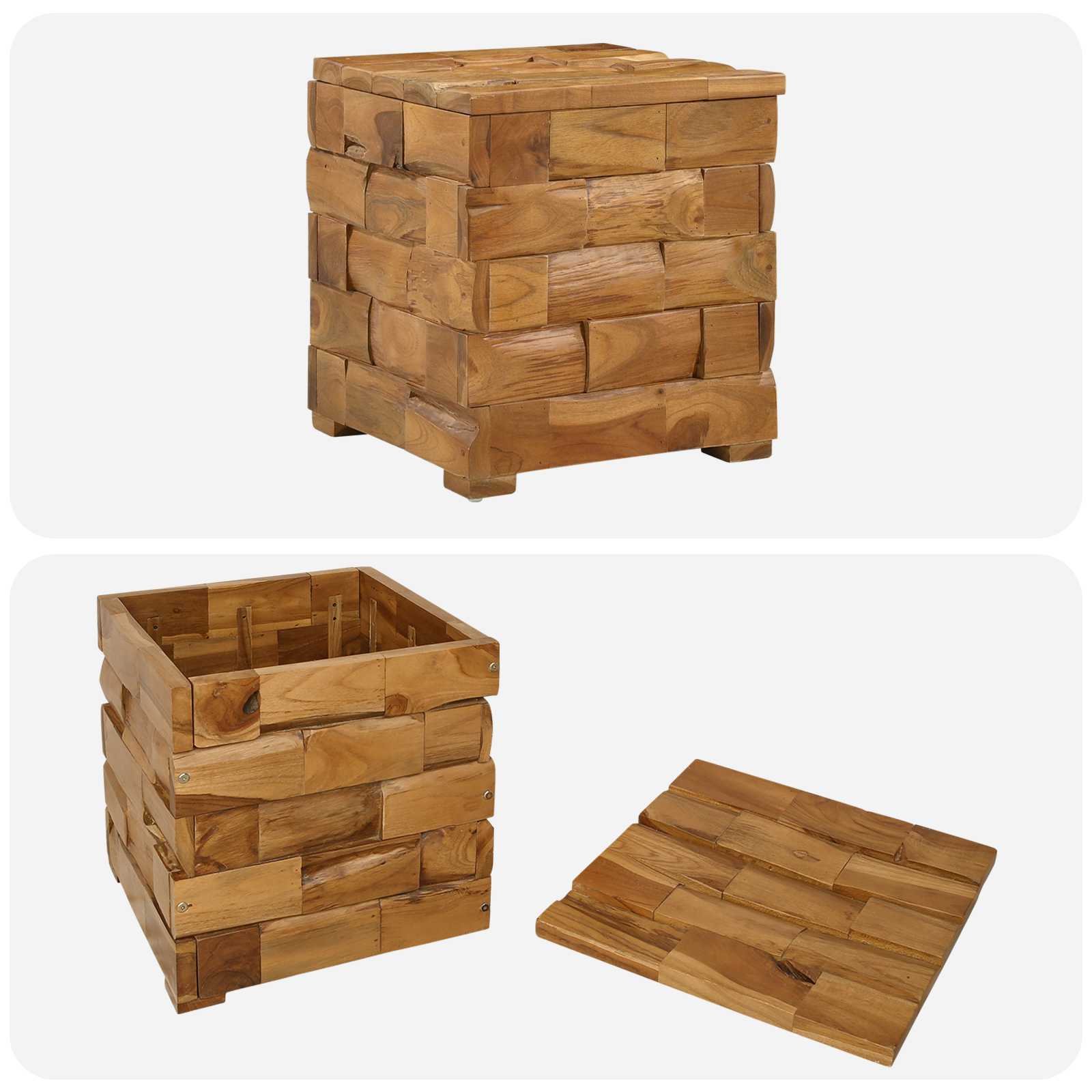 vidaXL Opbergkruk Bruin 40 x 40 x 45 cm Massief Teakhout