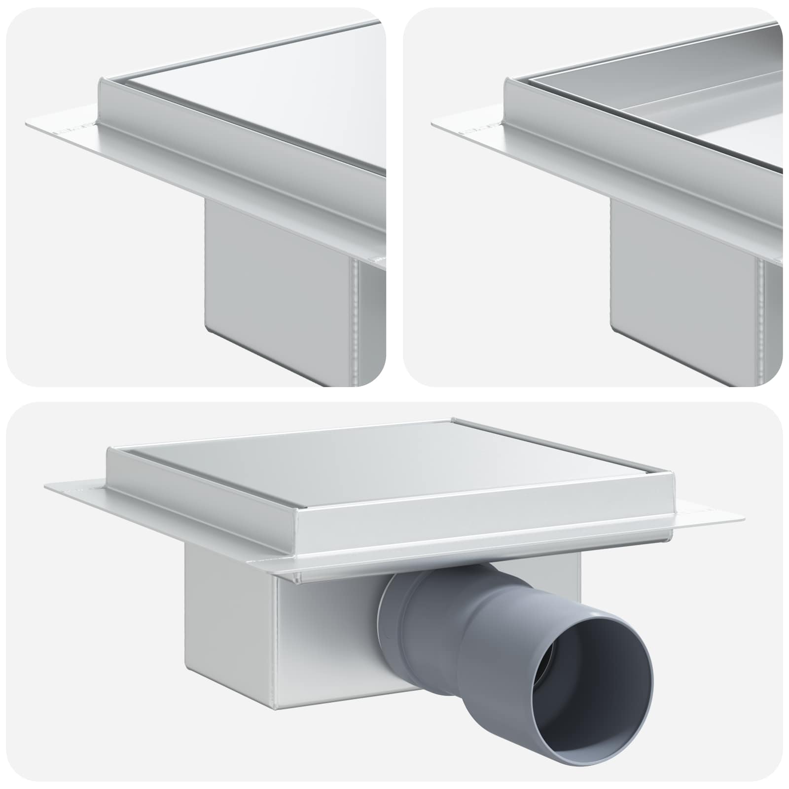 vidaXL 2 in 1 doucheafvoer Zilver 15 x 15 cm Roestvrij staal 304