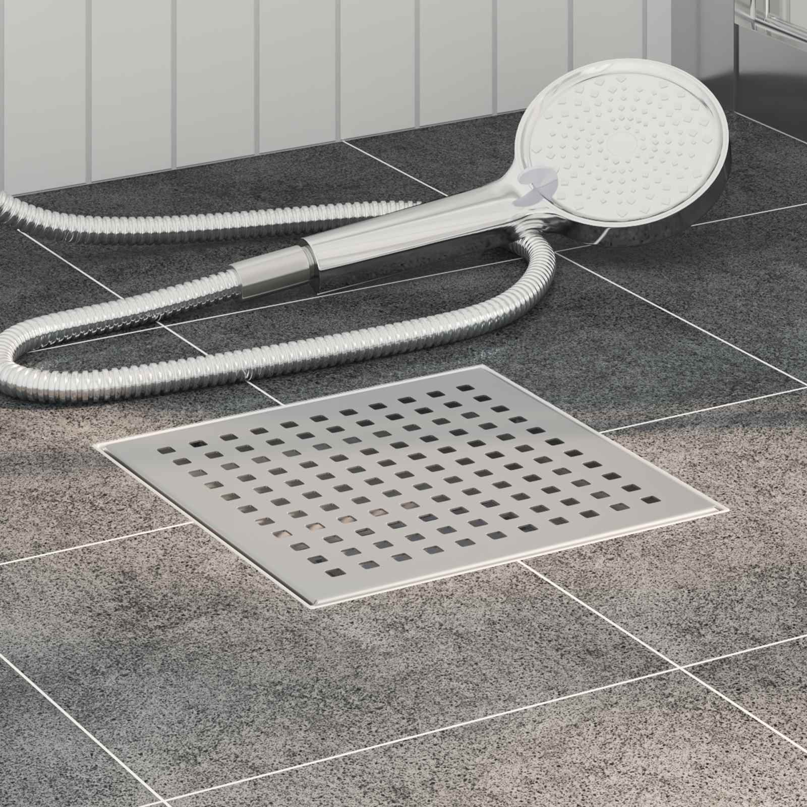 vidaXL 2 in 1 doucheafvoer Zilver 15 x 15 cm Roestvrij staal 304