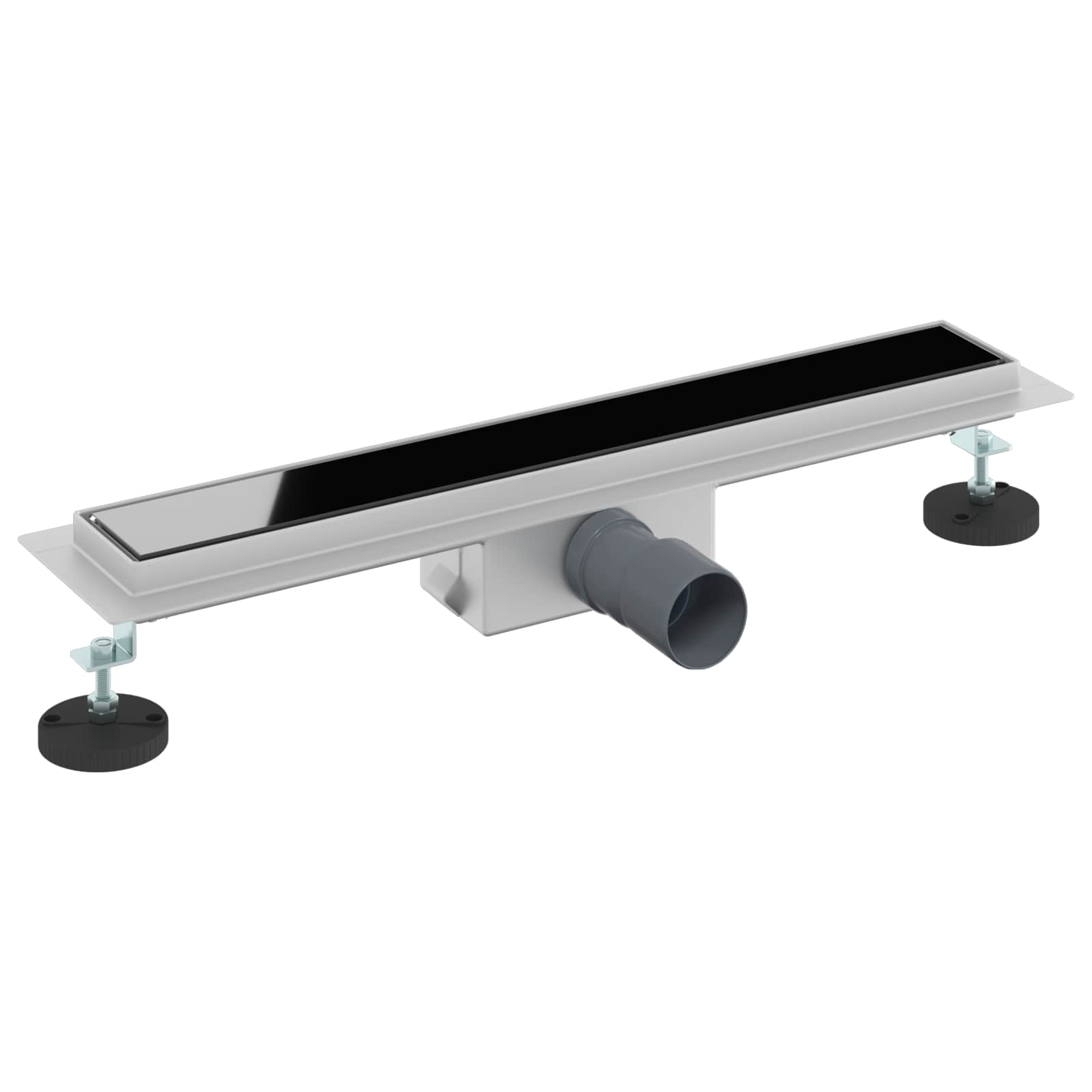 vidaXL Doucheafvoer met Glazen Deksel Zwart 50 cm Roestvrij staal 304