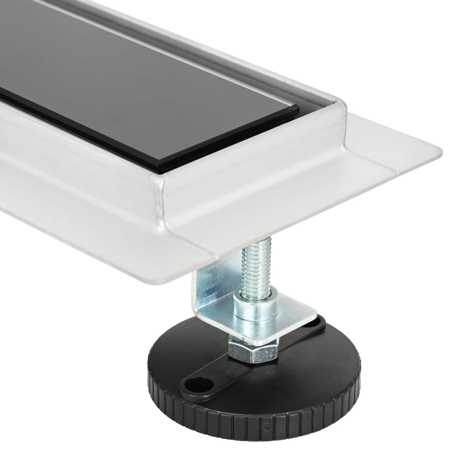 vidaXL Doucheafvoer met Glazen Deksel Zwart 50 cm Roestvrij staal 304