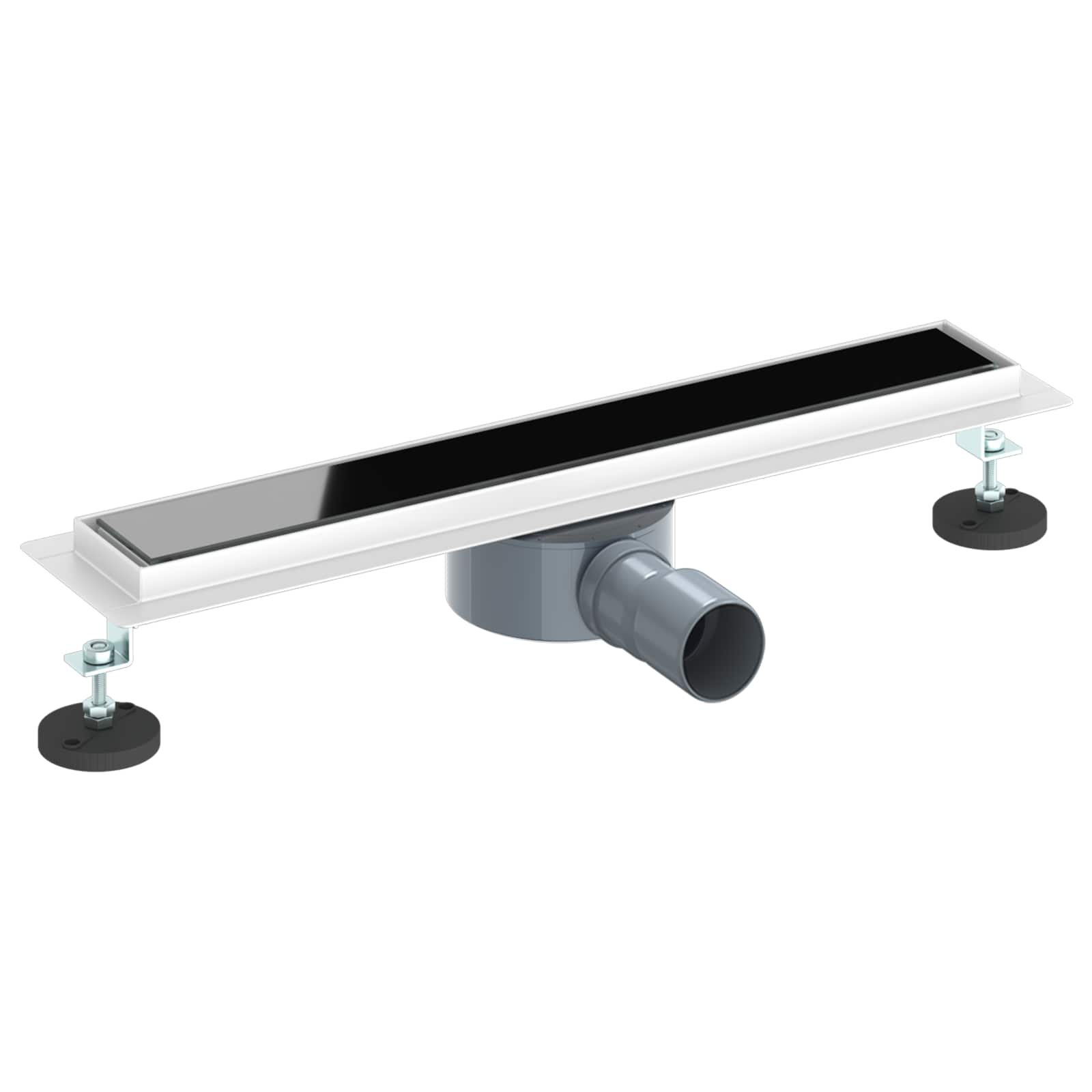 vidaXL Doucheafvoer Glasdeksel met 360° Sifon Zwart 50 cm