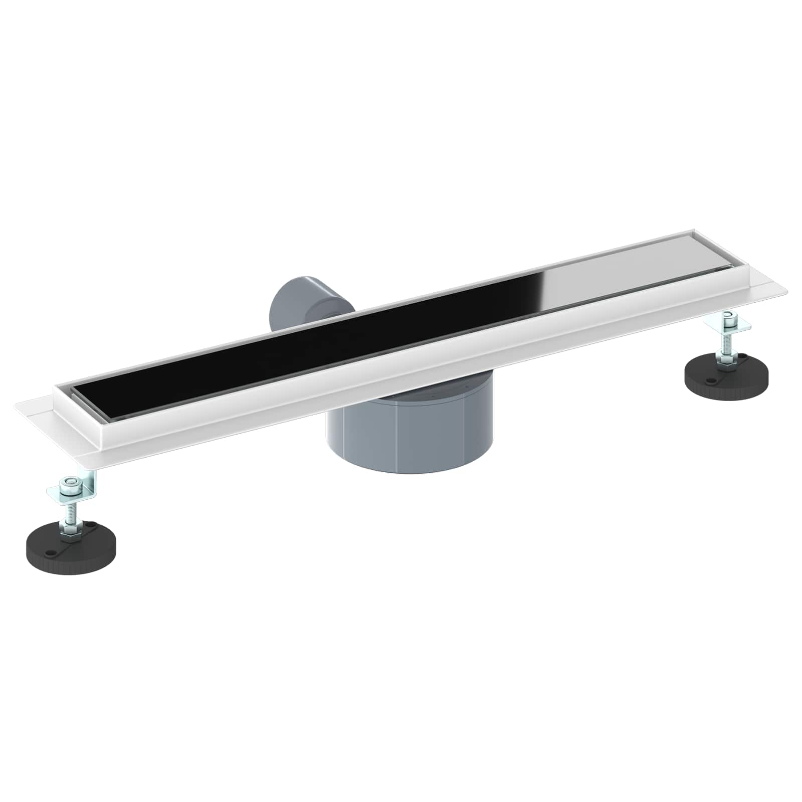 vidaXL Doucheafvoer Glasdeksel met 360° Sifon Zwart 50 cm