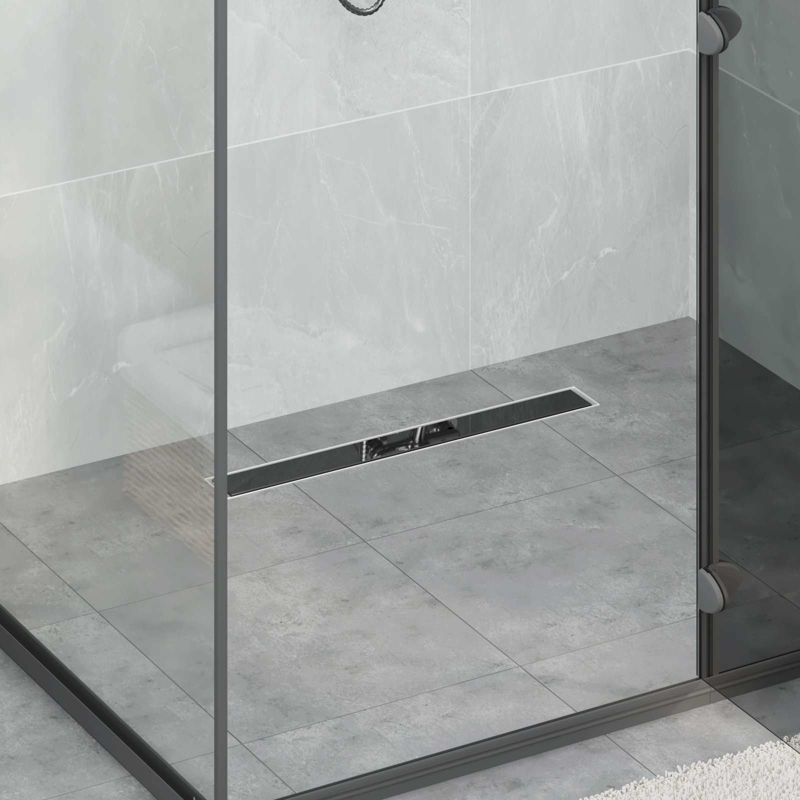 vidaXL Doucheafvoer Glasdeksel met 360° Sifon Zwart 50 cm