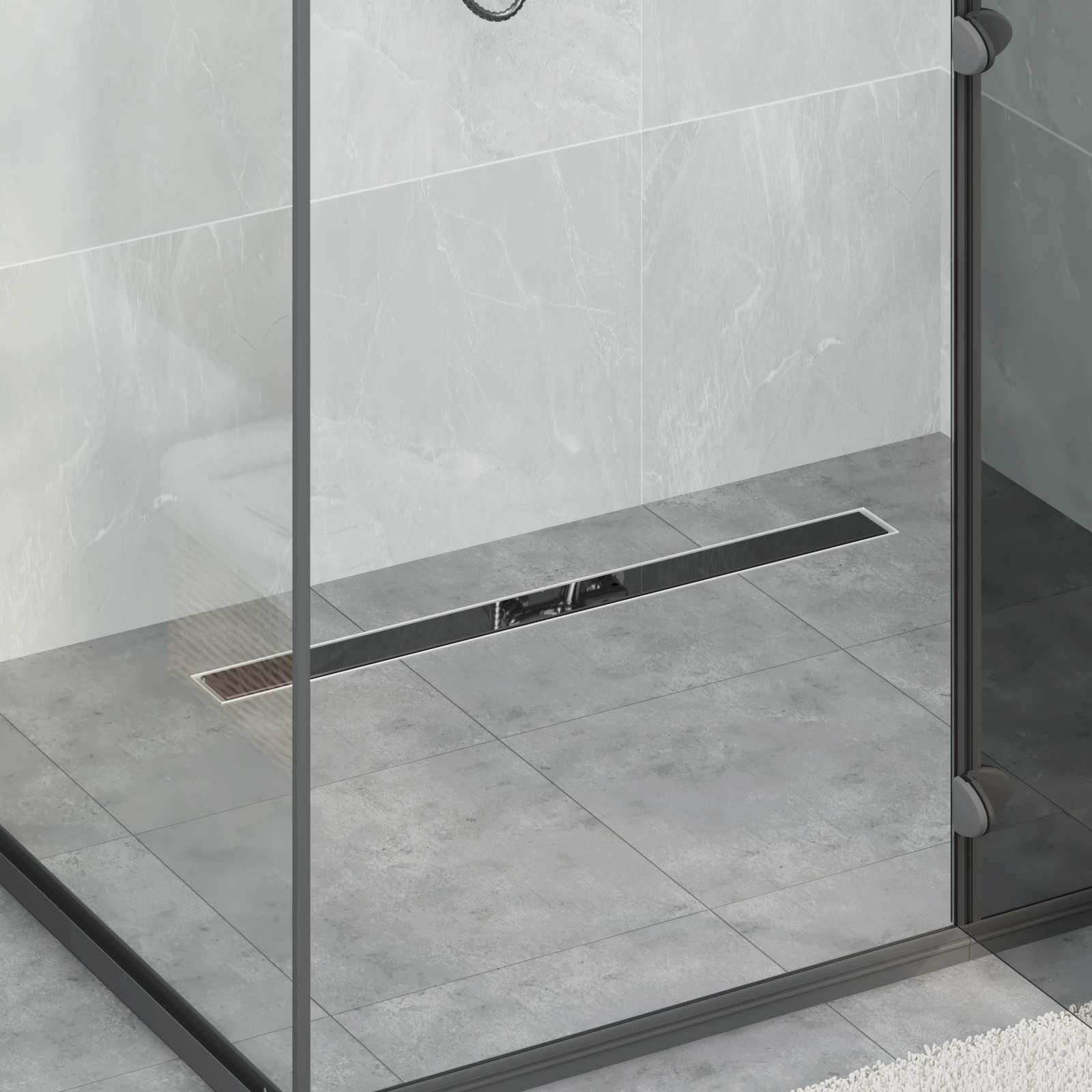 vidaXL Doucheafvoer Glasdeksel met 360° Sifon Zwart 50 cm