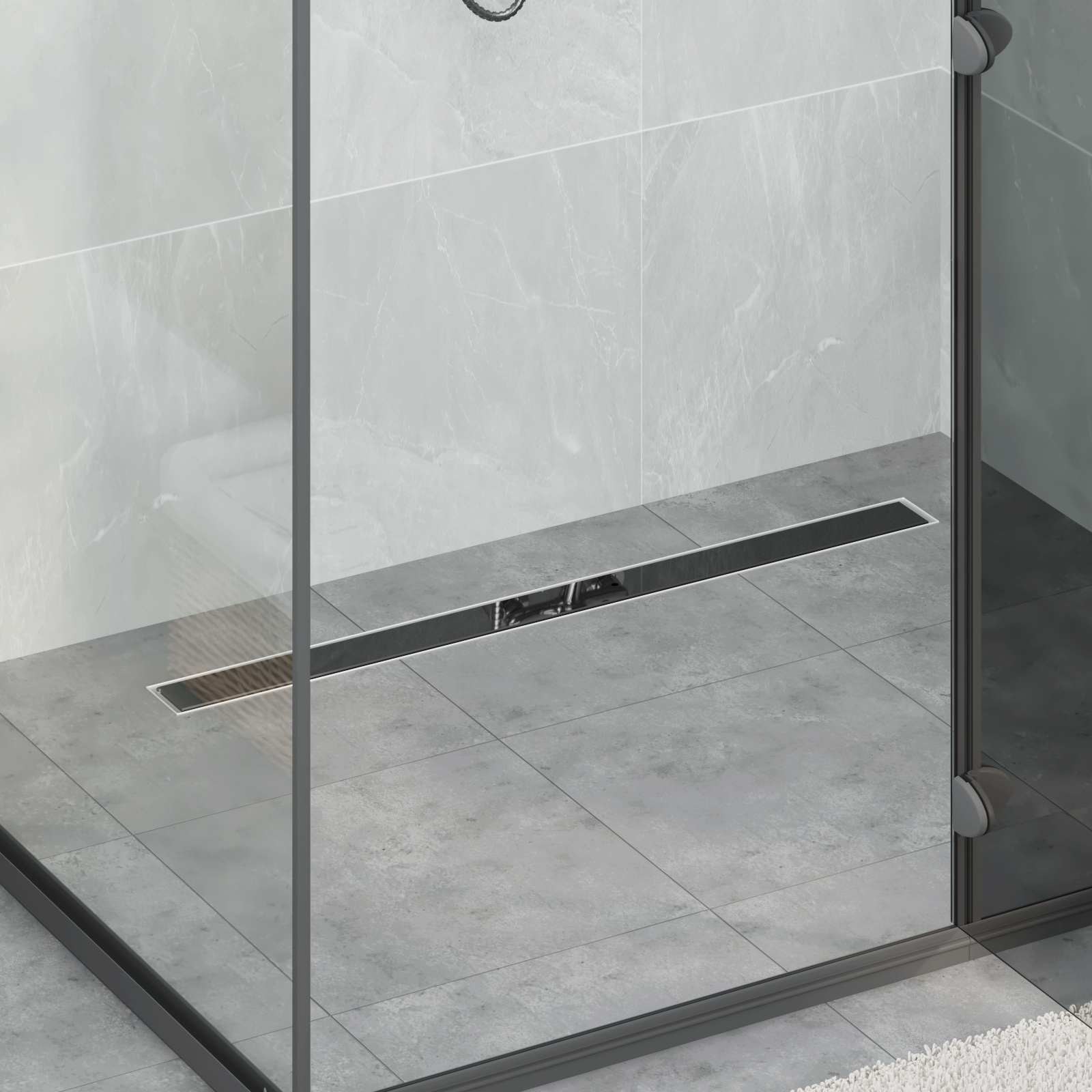 vidaXL Doucheafvoer Glasdeksel met 360° Sifon Zwart 50 cm