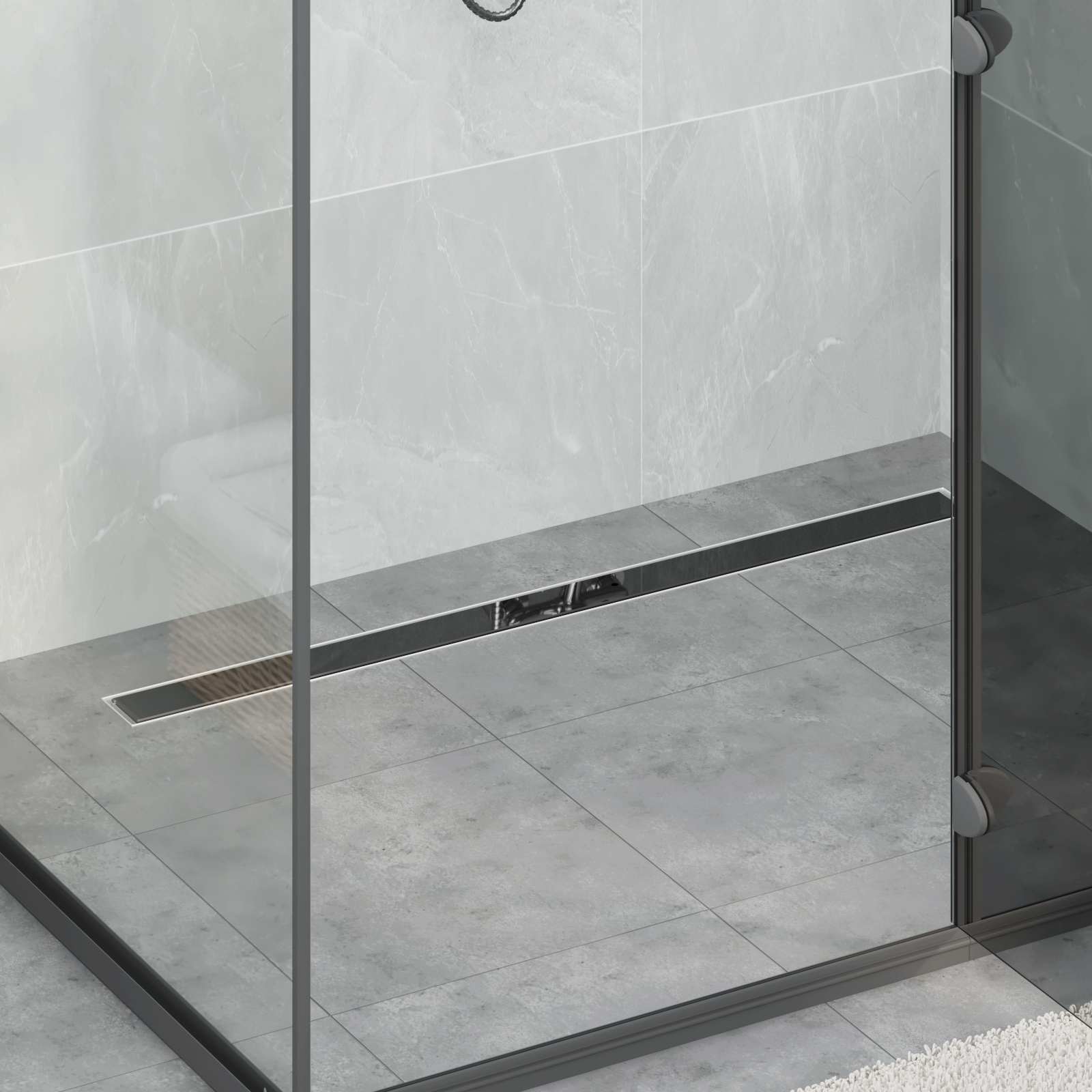 vidaXL Doucheafvoer Glasdeksel met 360° Sifon Zwart 50 cm