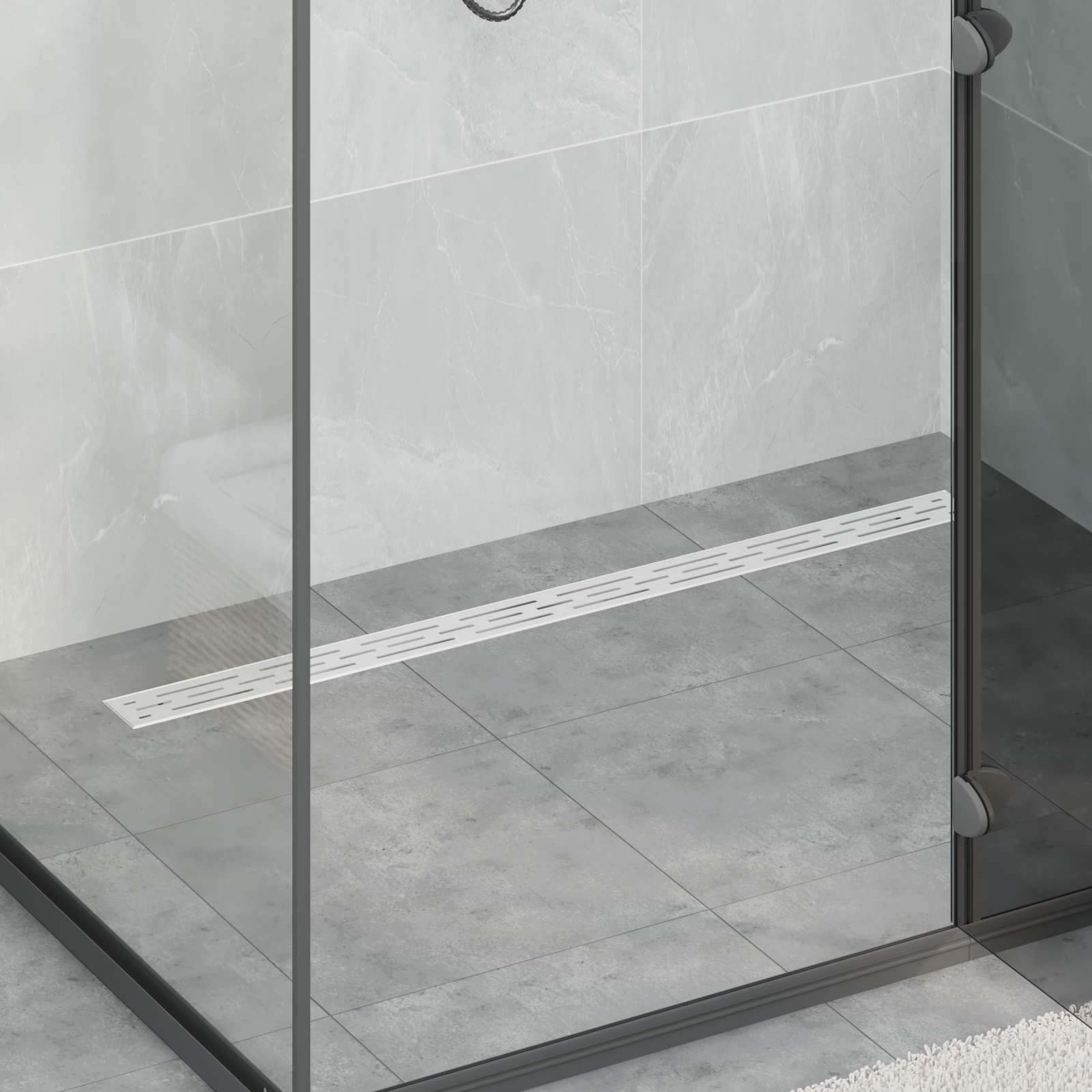 vidaXL Doucheafvoer Glasdeksel met 360° Sifon Zwart 50 cm