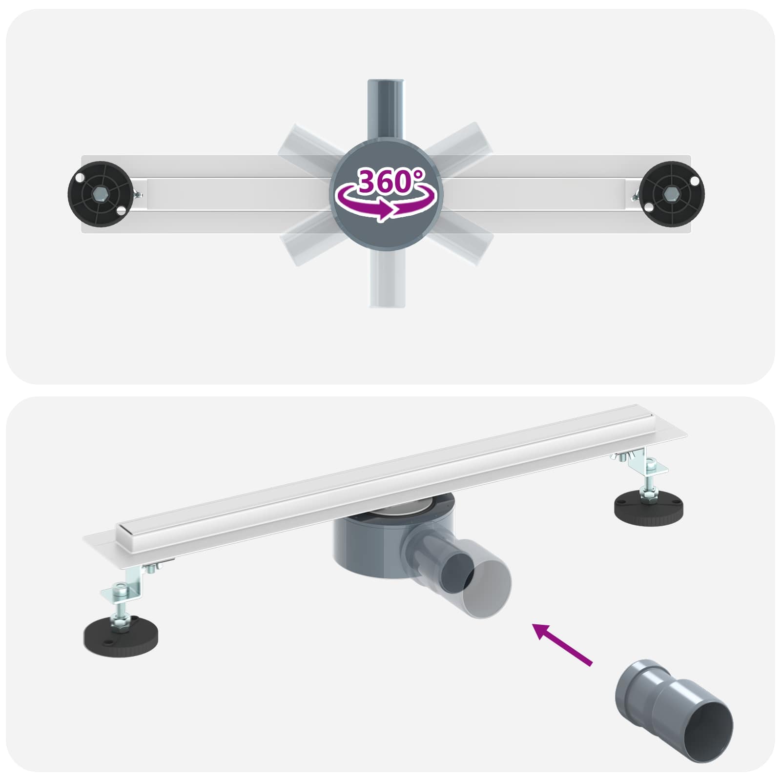vidaXL 360° Doucheafvoer Met Slank Model Zilver 50 cm