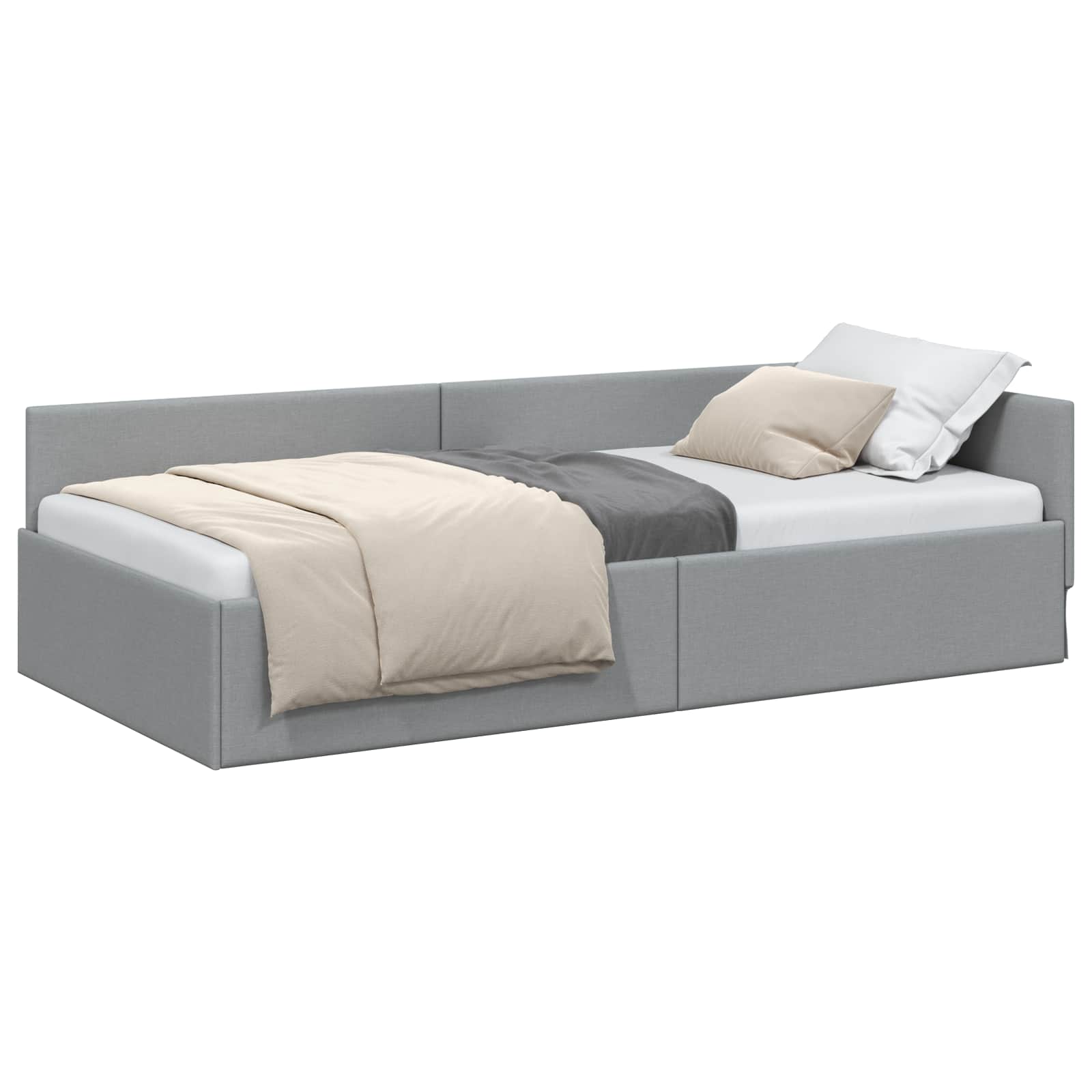 vidaXL Hoekbedframe Lichtgrijs 80 x 200 cm Stof en Geïmproviseerd hout