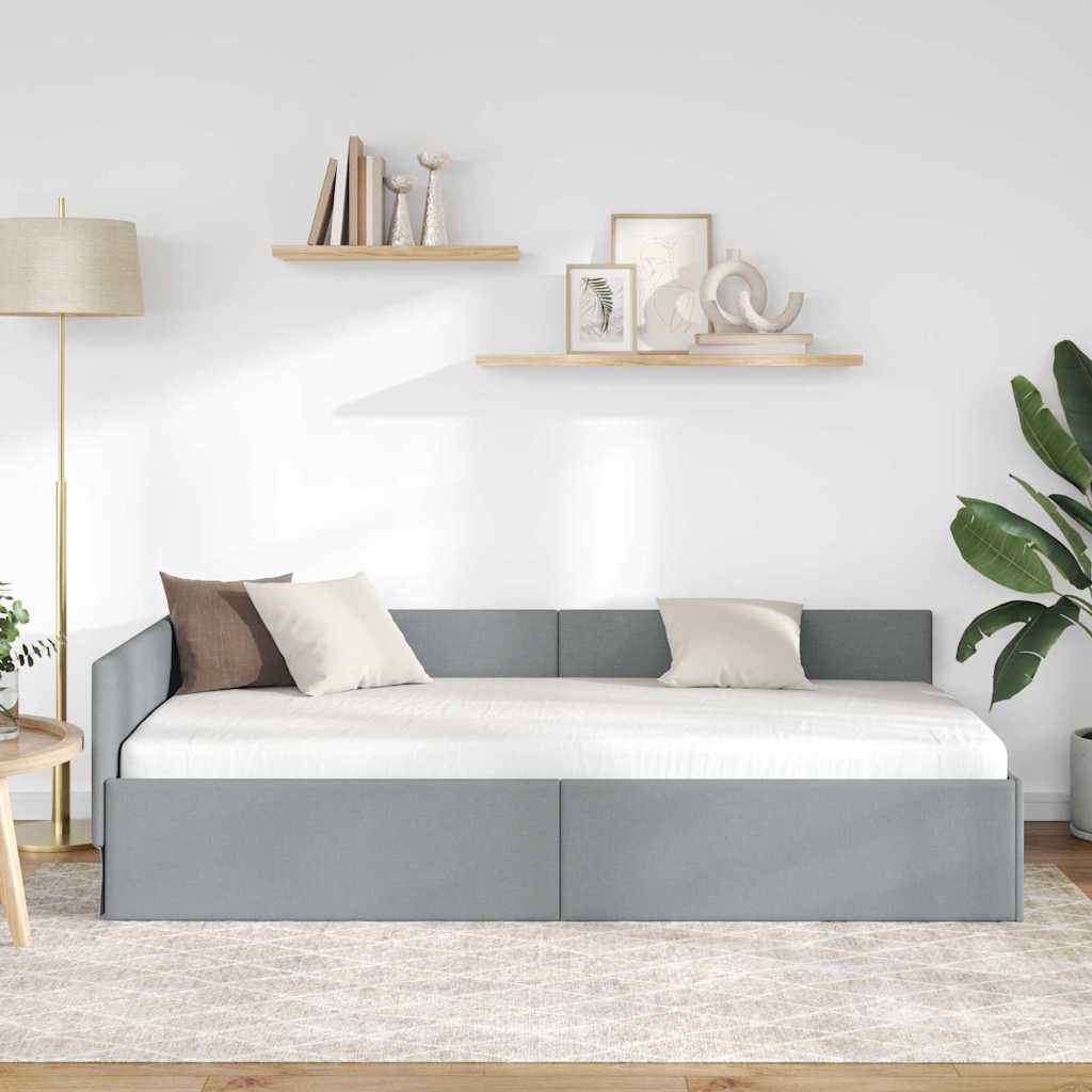 vidaXL Hoekbedframe Lichtgrijs 80 x 200 cm Stof en Geïmproviseerd hout