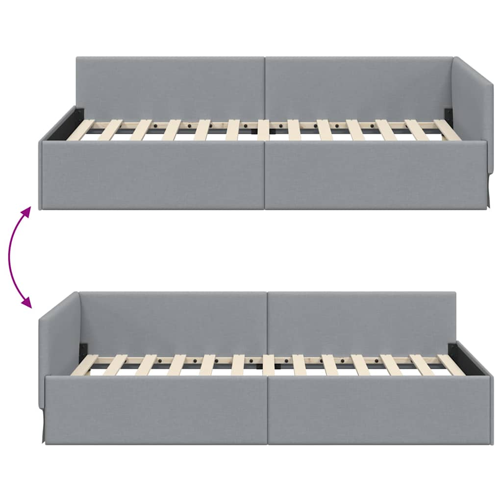 vidaXL Hoekbedframe Lichtgrijs 80 x 200 cm Stof en Geïmproviseerd hout